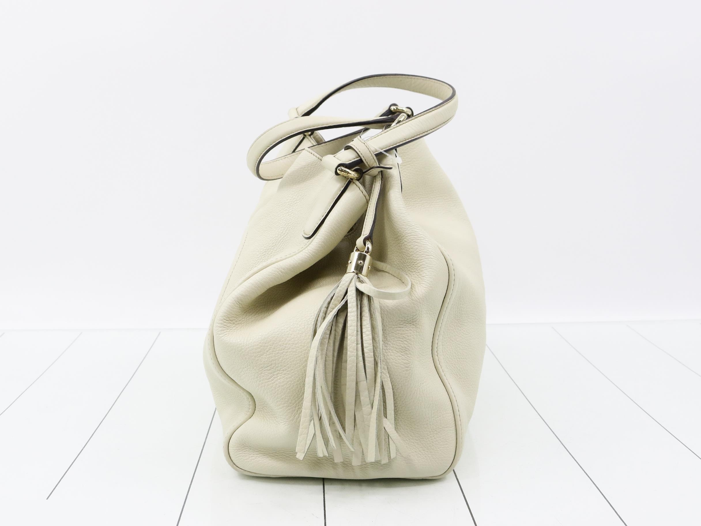 Soho Tote Bag, Leather, White — view 3