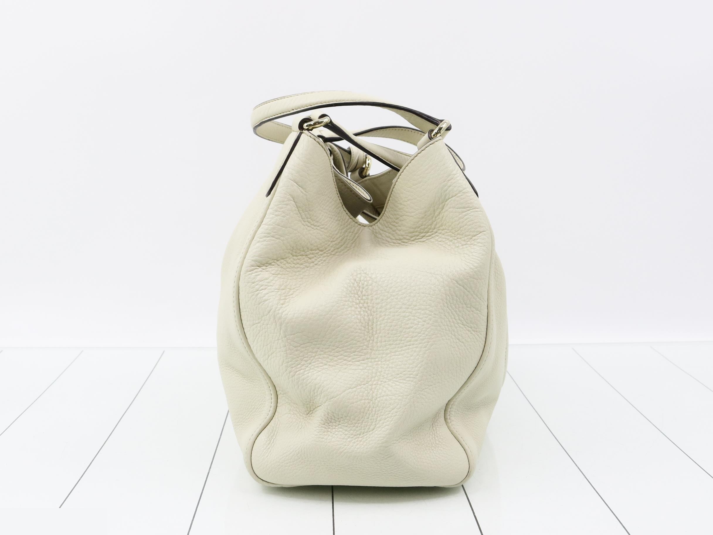 Soho Tote Bag, Leather, White — view 4