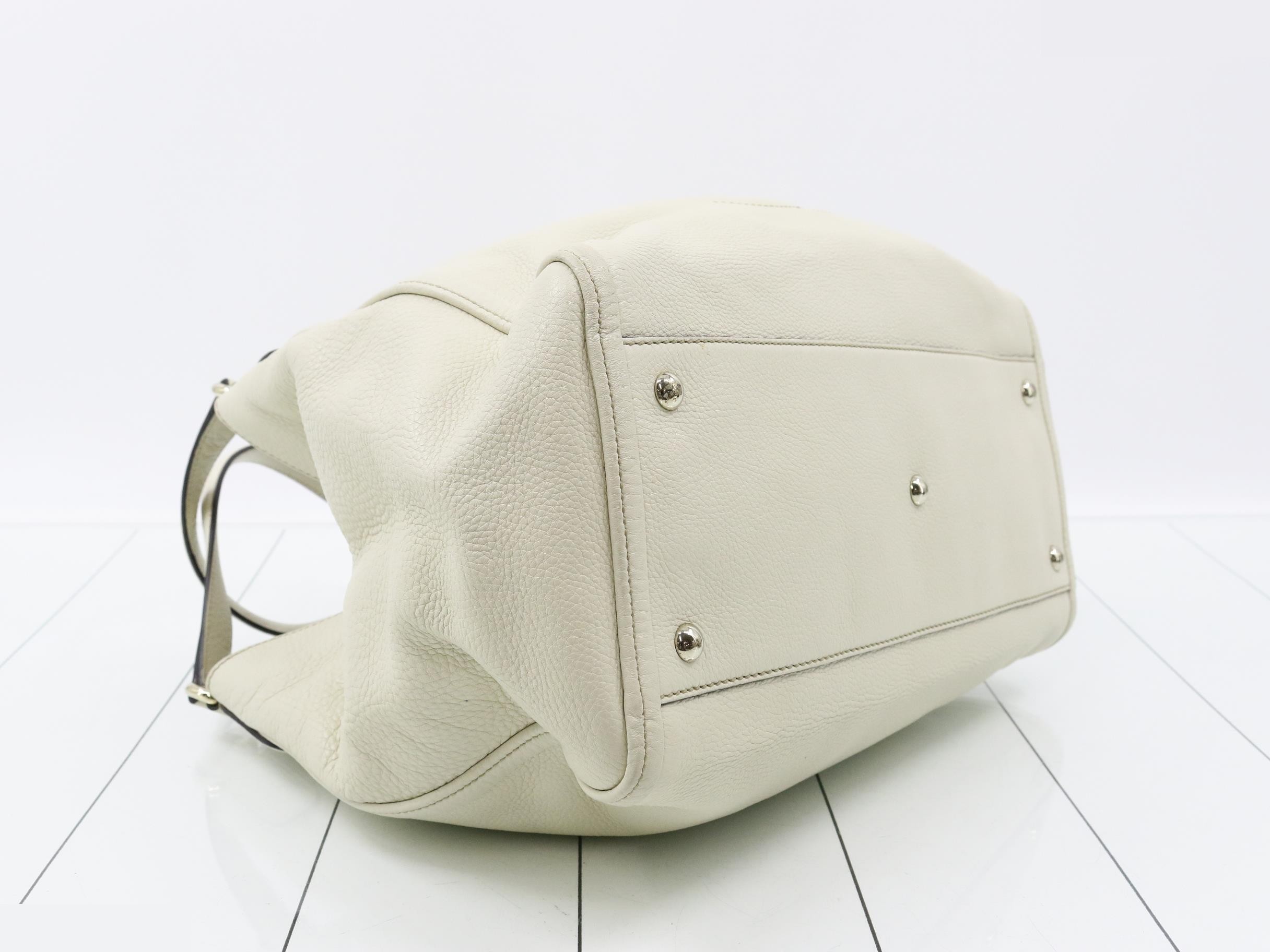 Soho Tote Bag, Leather, White — view 5