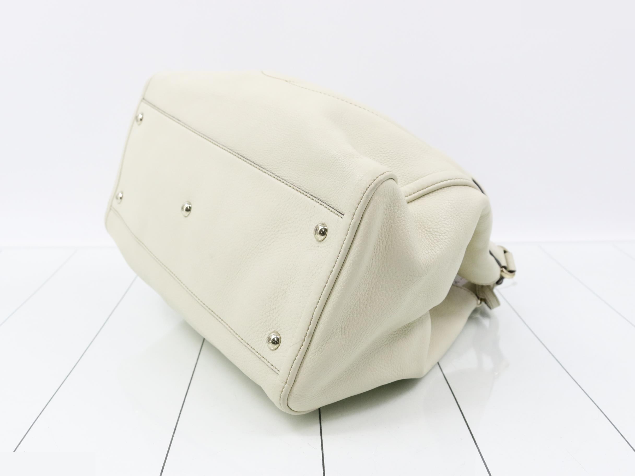 Soho Tote Bag, Leather, White — view 6