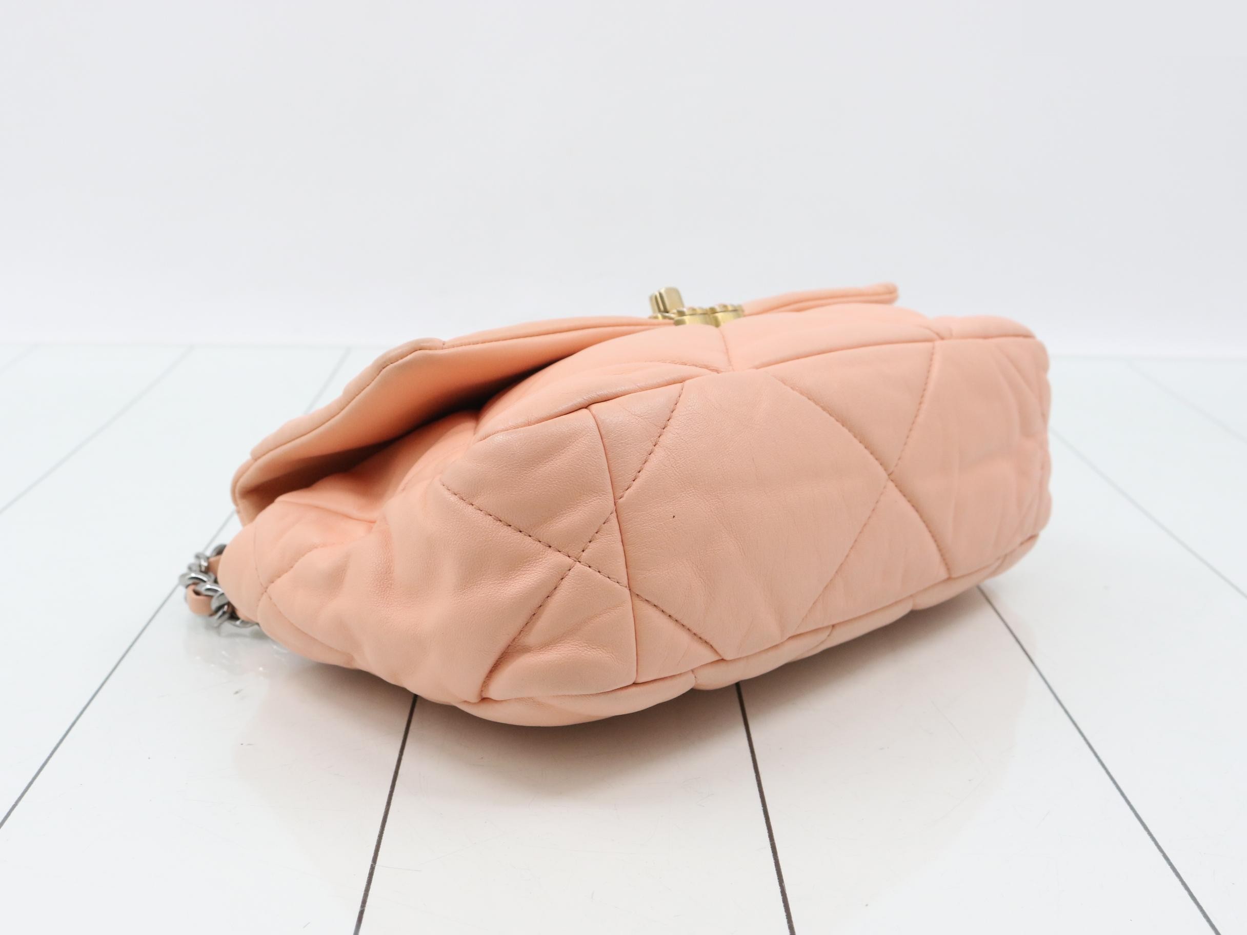 Lambskin Chanel 19 Chain Shoulder Bag, Pink, Gold and Silver Hardware — view 5