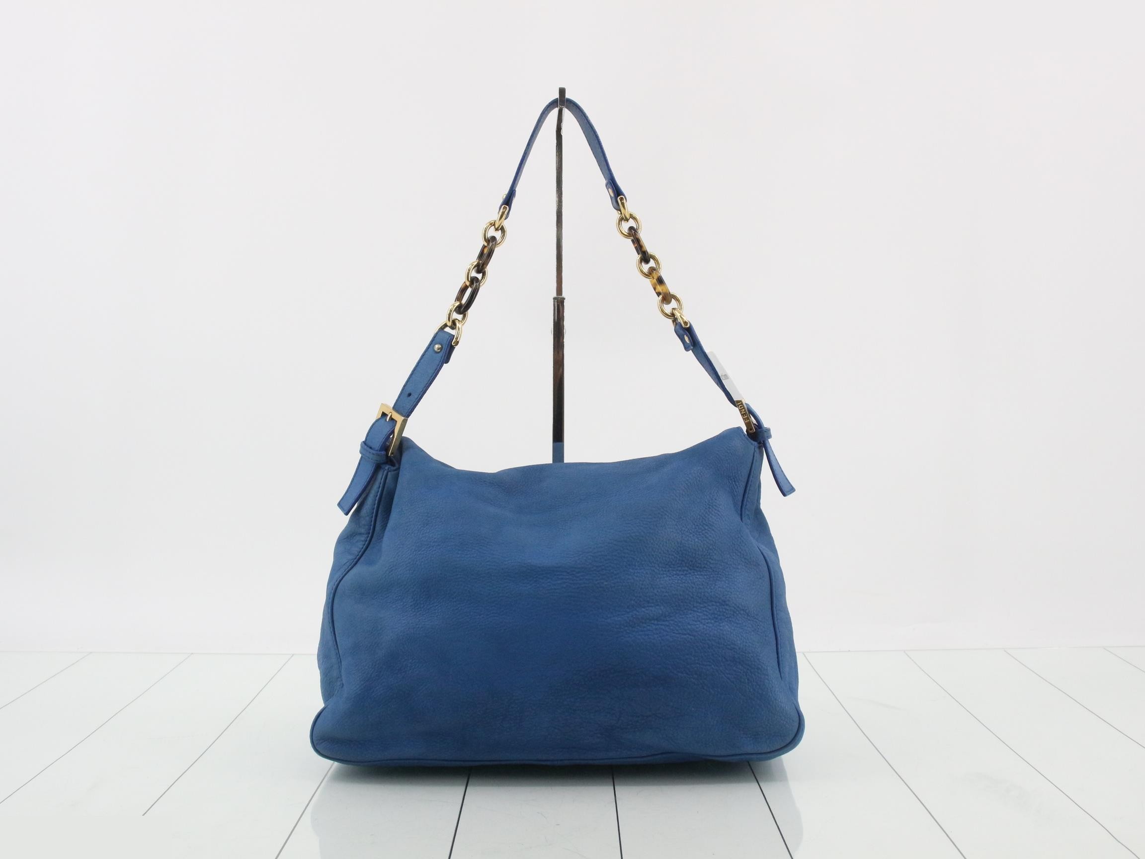 Mamma Baguette Leather One-Shoulder Bag (Blue) — view 2