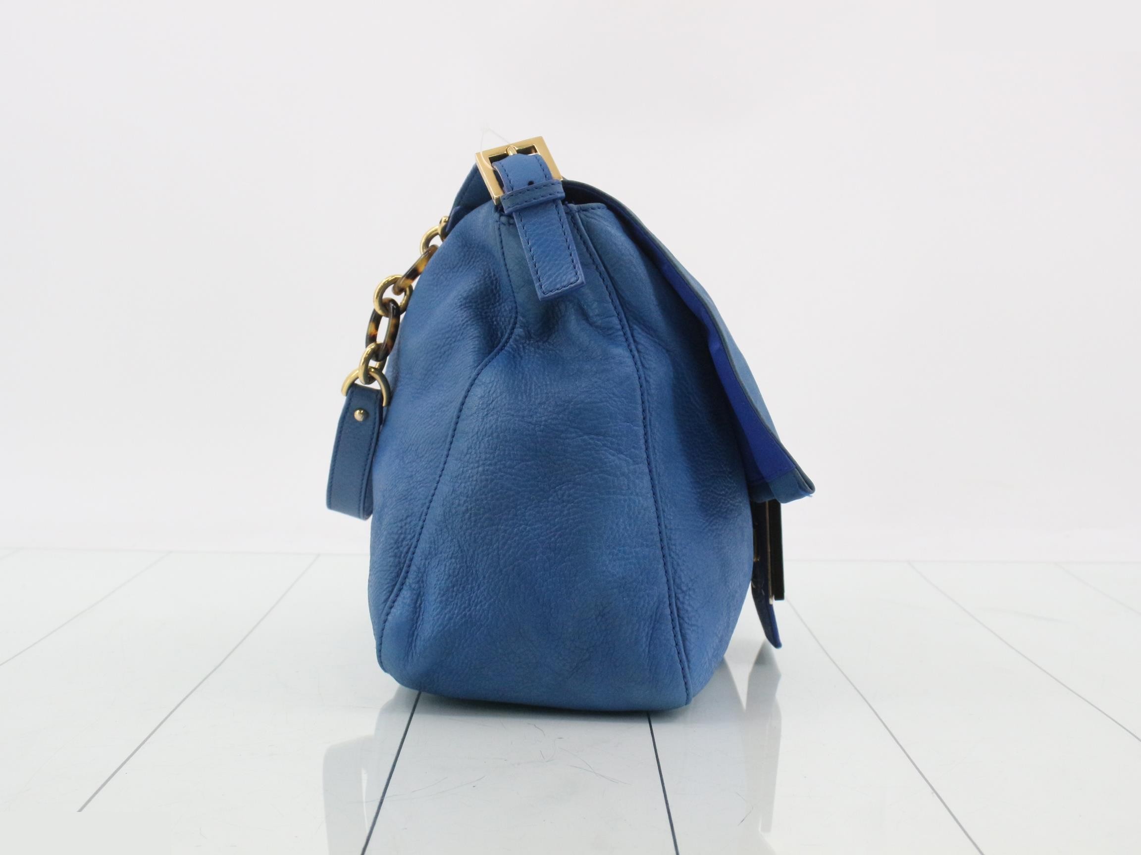 Mamma Baguette Leather One-Shoulder Bag (Blue) — view 4