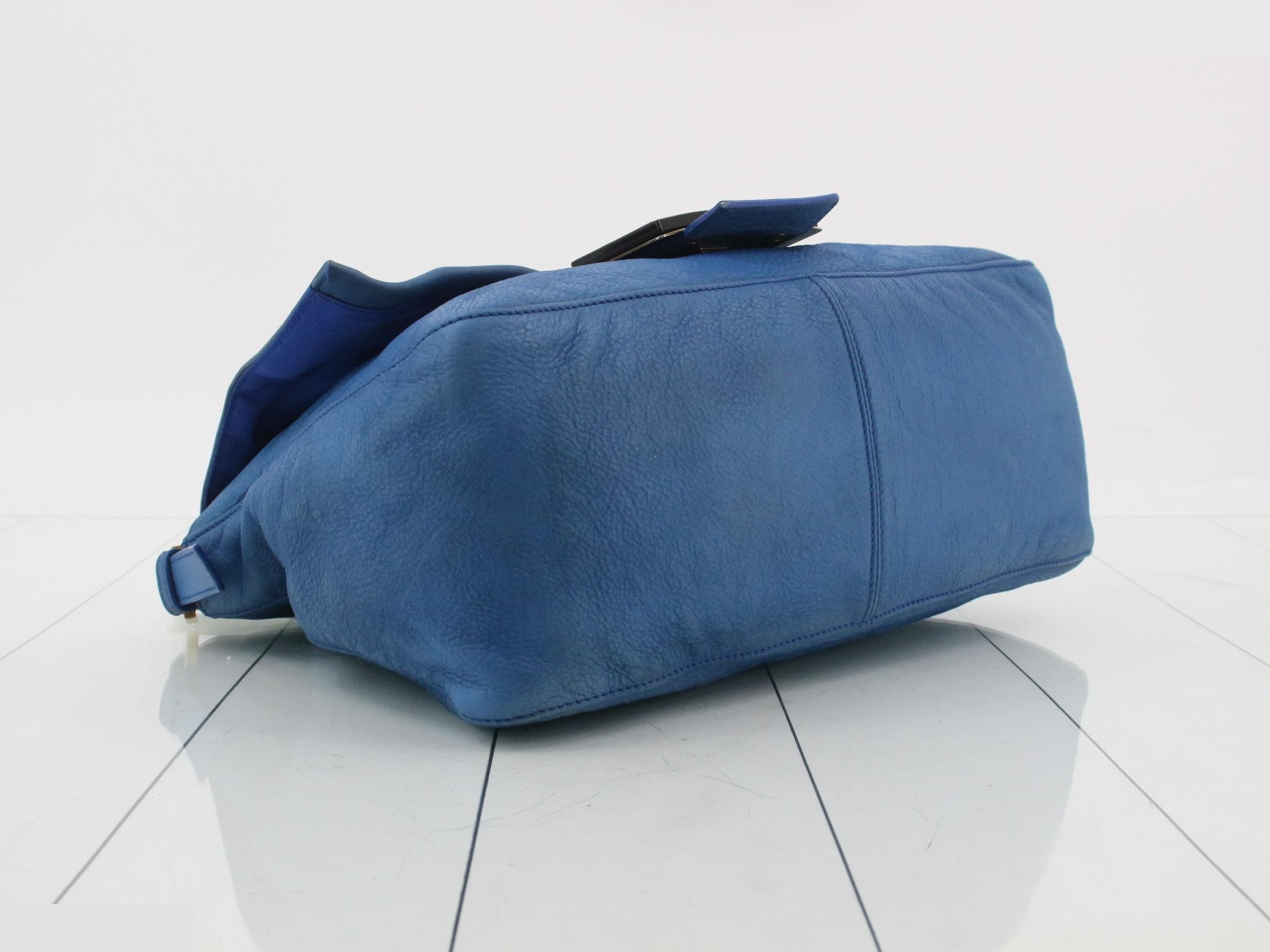 Mamma Baguette Leather One-Shoulder Bag (Blue) — view 5