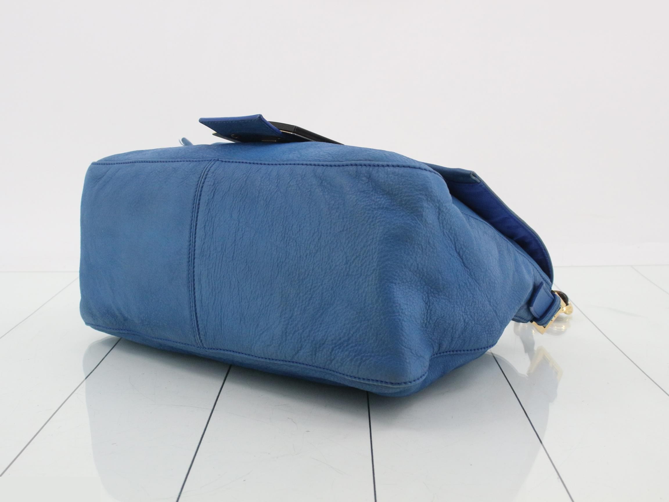 Mamma Baguette Leather One-Shoulder Bag (Blue) — view 6