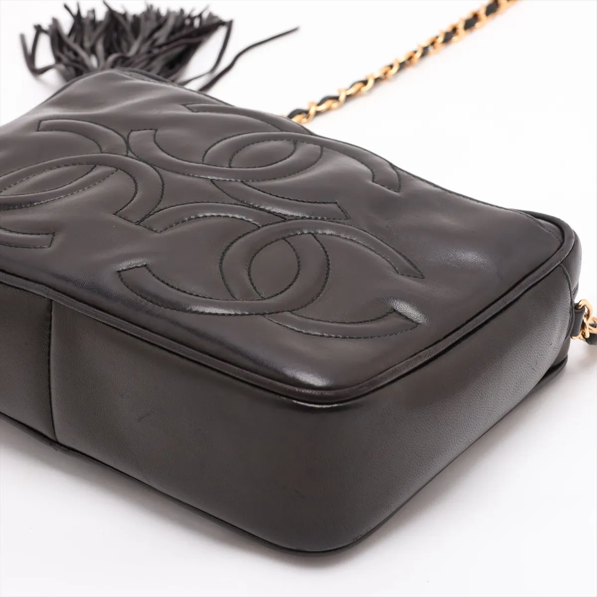 Triple Coco Lambskin Chain Shoulder Bag, Black with Gold Hardware, 3119225, Series 3 — view 3