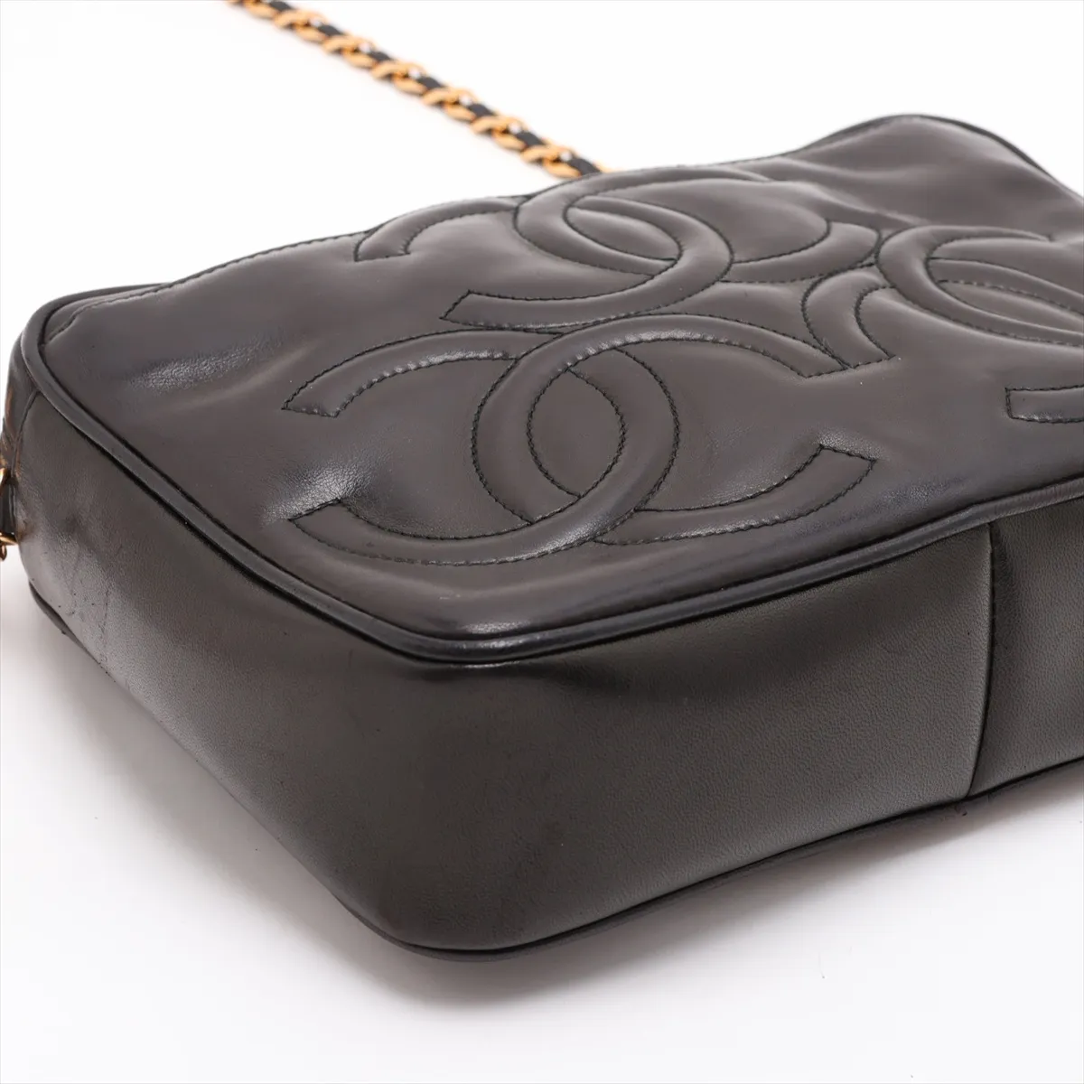 Triple Coco Lambskin Chain Shoulder Bag, Black with Gold Hardware, 3119225, Series 3 — view 4