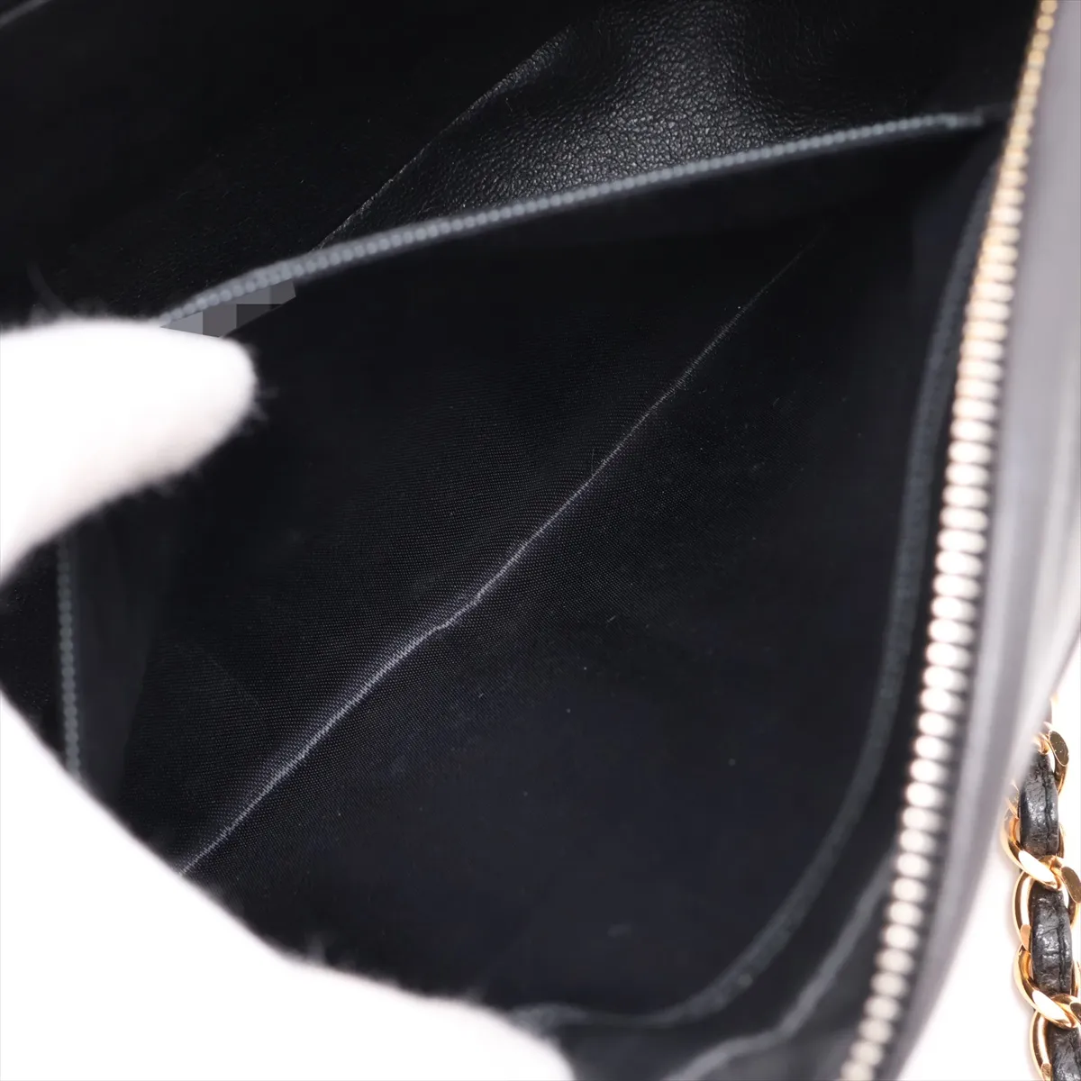 Triple Coco Lambskin Chain Shoulder Bag, Black with Gold Hardware, 3119225, Series 3 — view 7