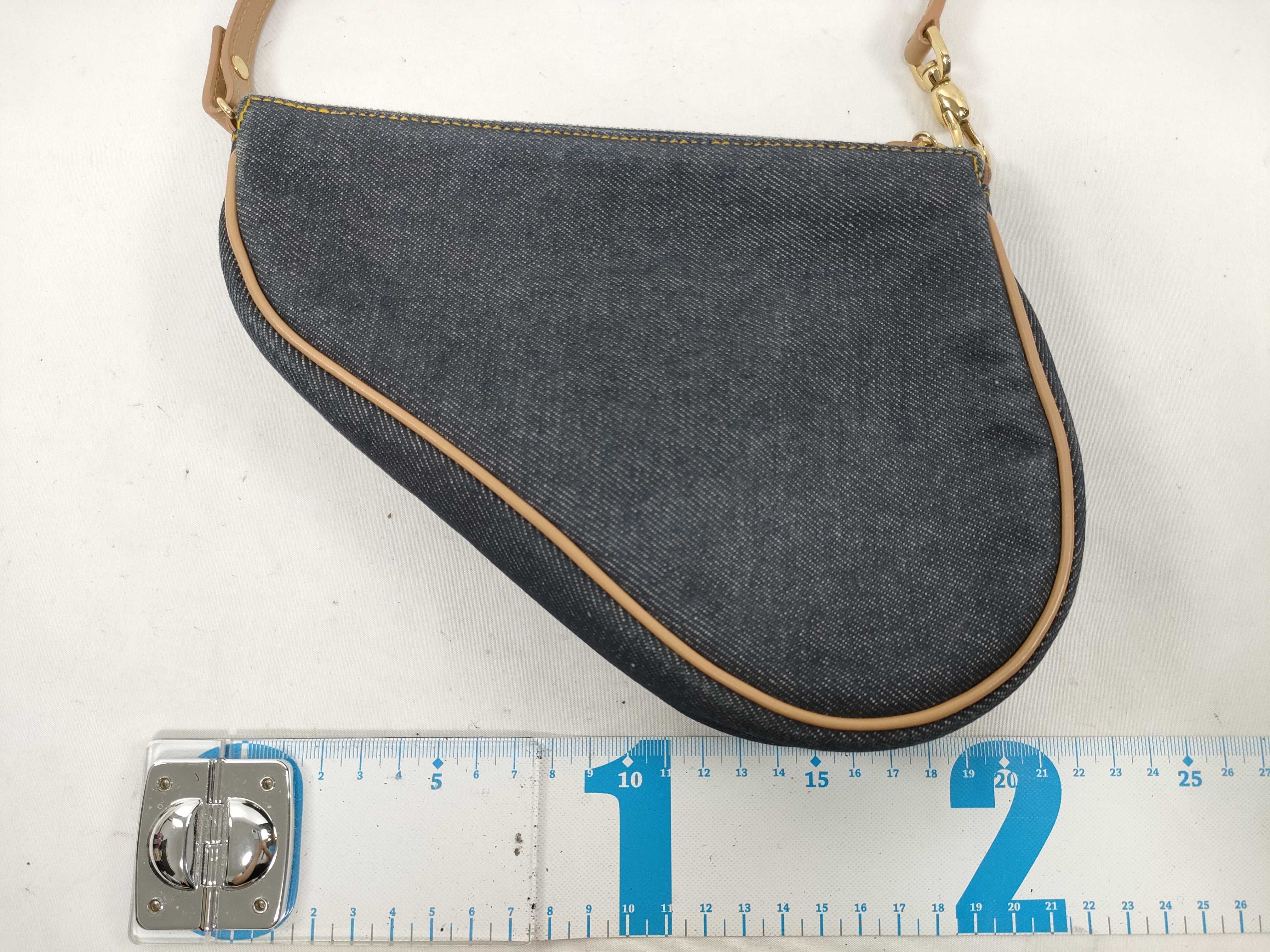 Saddle Bag Denim x Leather Shoulder Bag Blue Pouch — view 2
