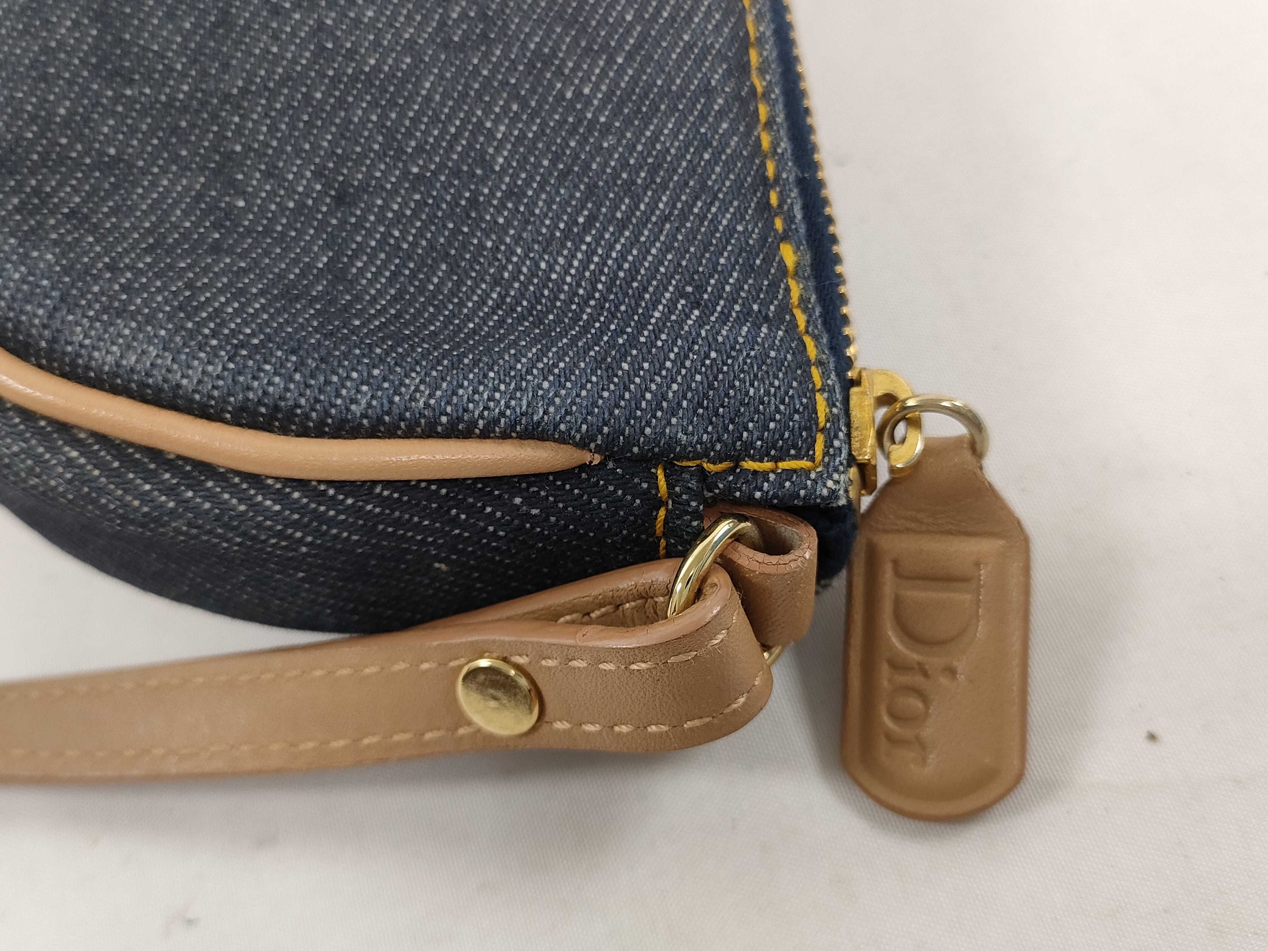 Saddle Bag Denim x Leather Shoulder Bag Blue Pouch — view 13