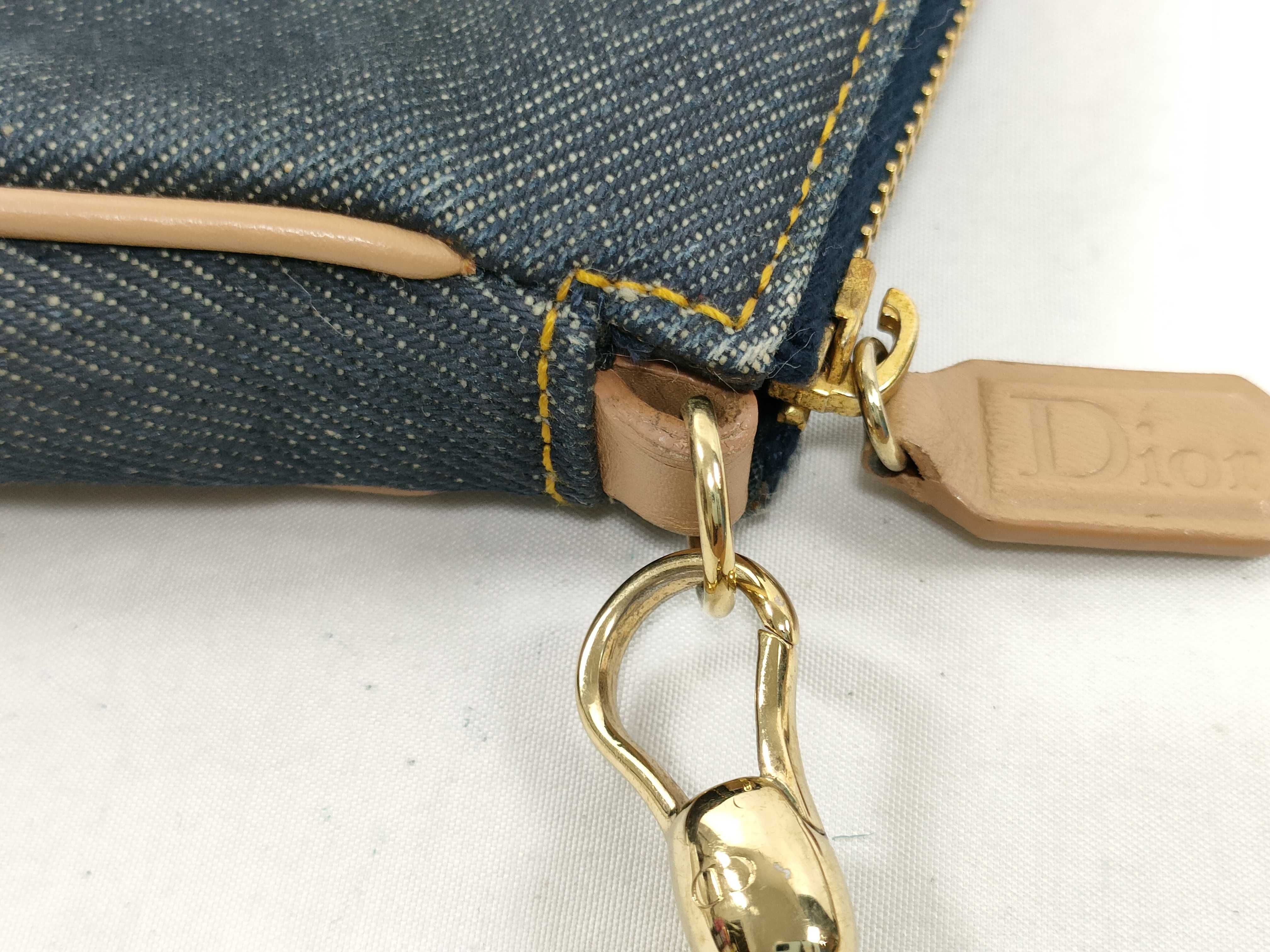 Saddle Bag Denim x Leather Shoulder Bag Blue Pouch — view 5