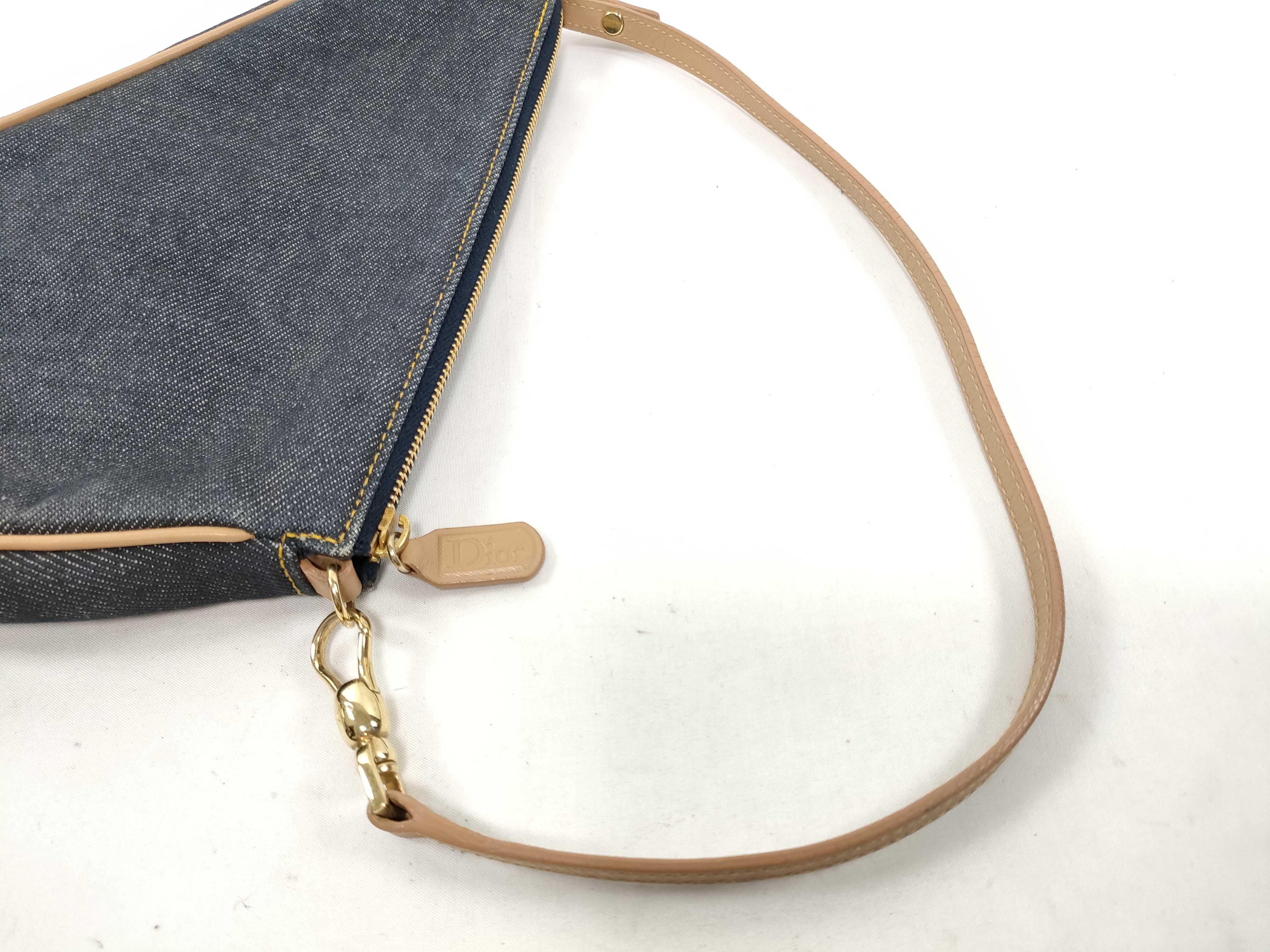 Saddle Bag Denim x Leather Shoulder Bag Blue Pouch — view 6