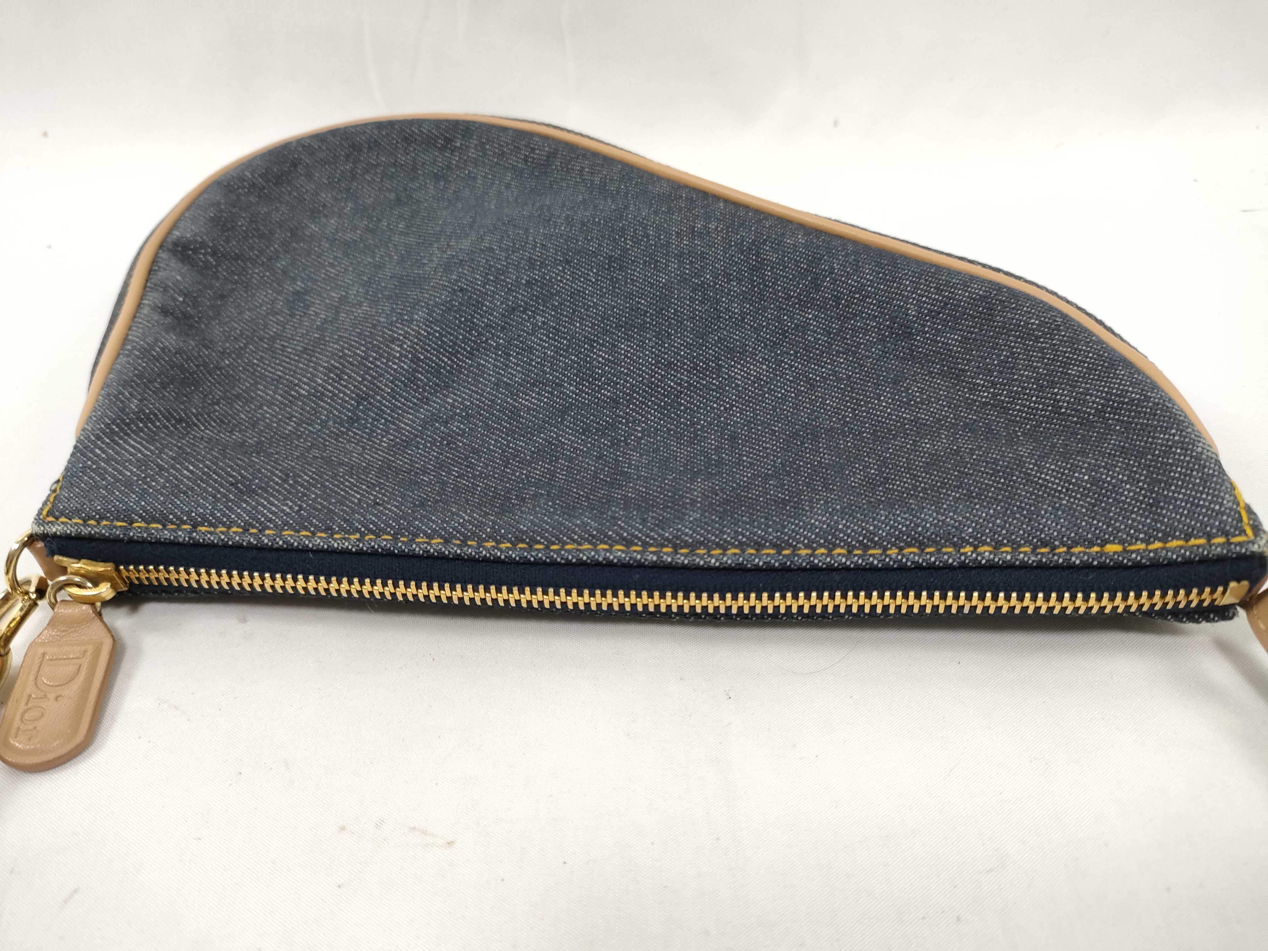 Saddle Bag Denim x Leather Shoulder Bag Blue Pouch — view 8