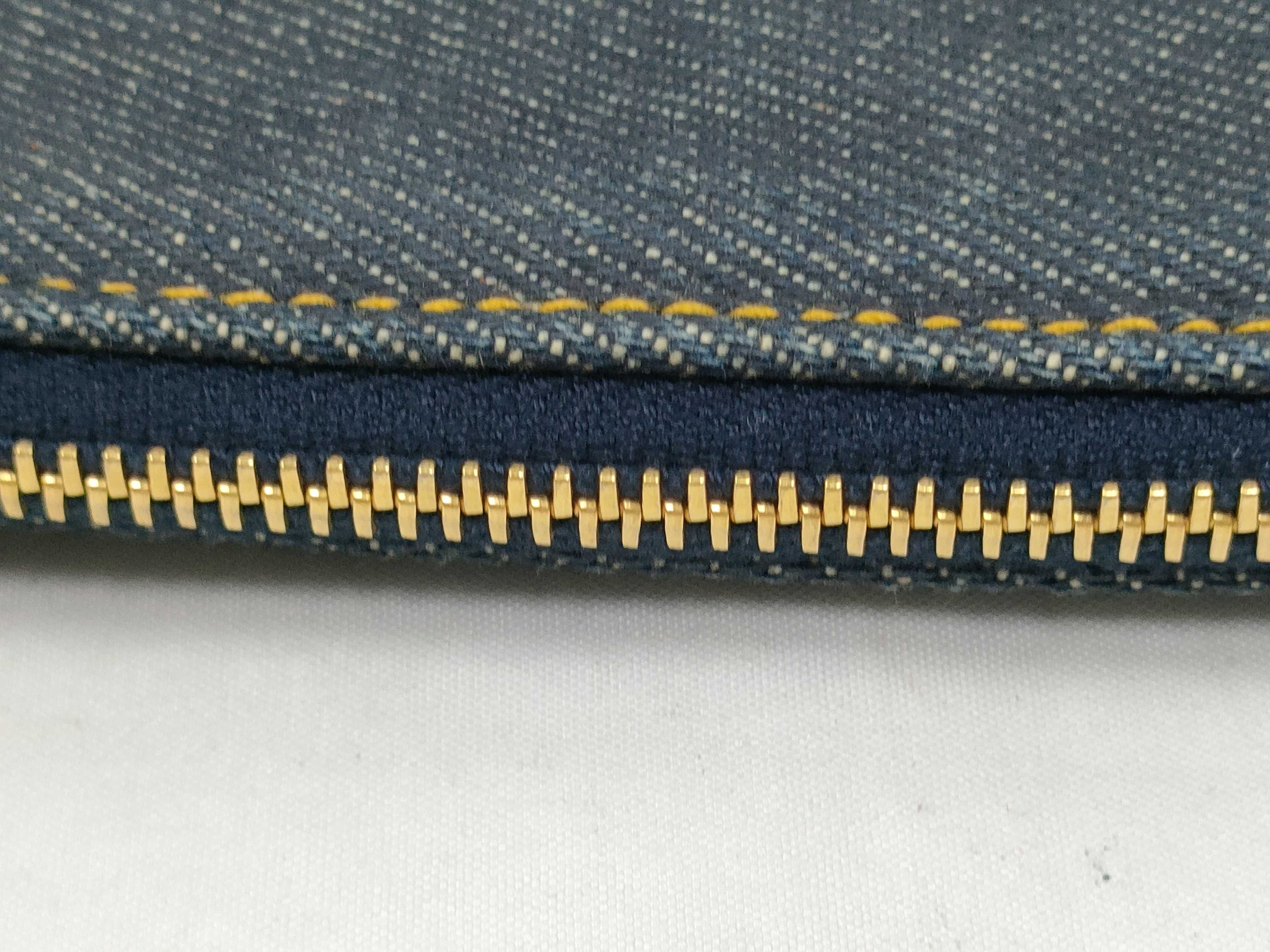 Saddle Bag Denim x Leather Shoulder Bag Blue Pouch — view 9