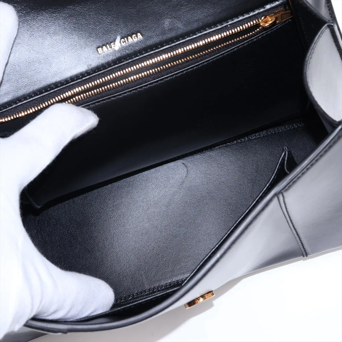 Hourglass Leather 2-Way Handbag, Black, 619668 — view 8