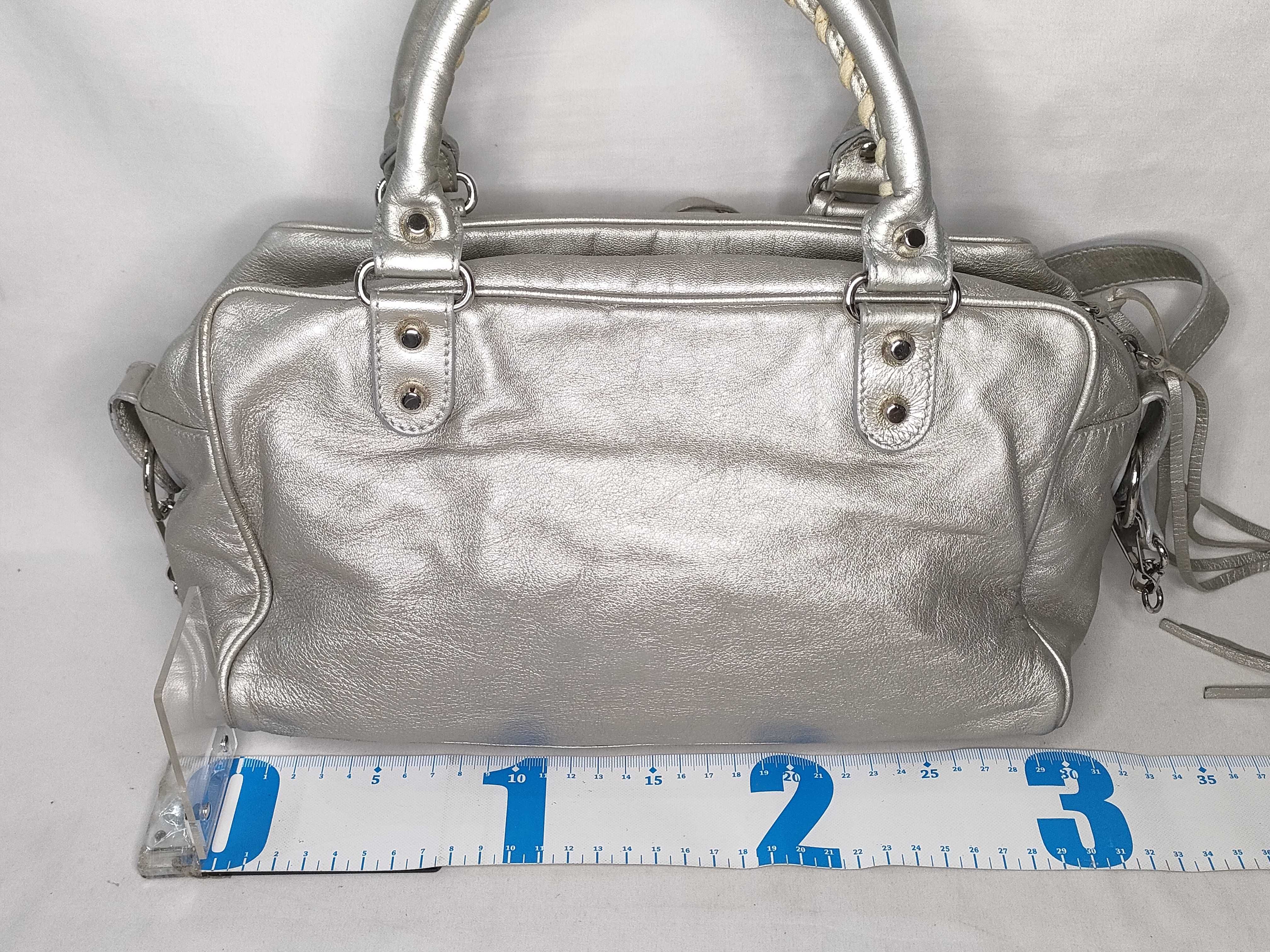 The City PH - Metallic City Bag Silver Leather 28cm Handbag — view 2