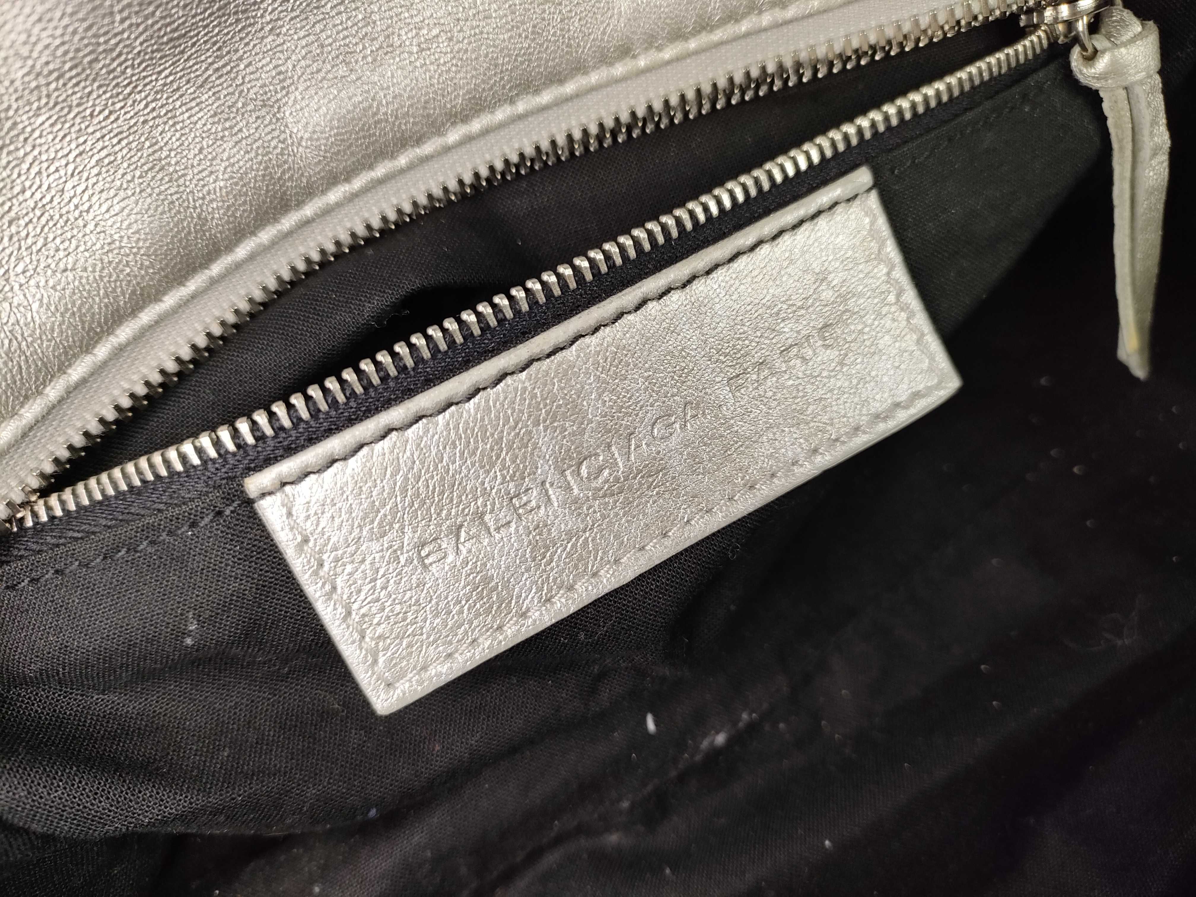 The City PH - Metallic City Bag Silver Leather 28cm Handbag — view 12