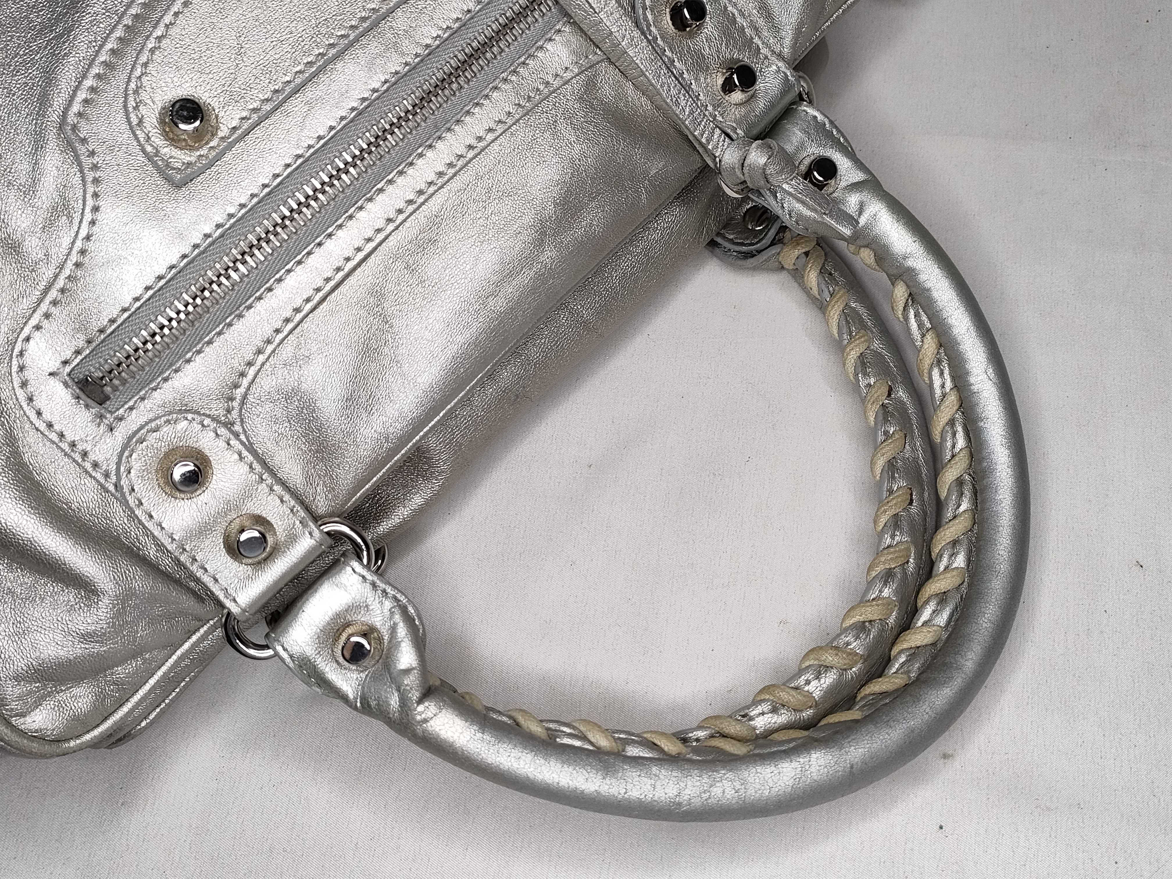 The City PH - Metallic City Bag Silver Leather 28cm Handbag — view 3