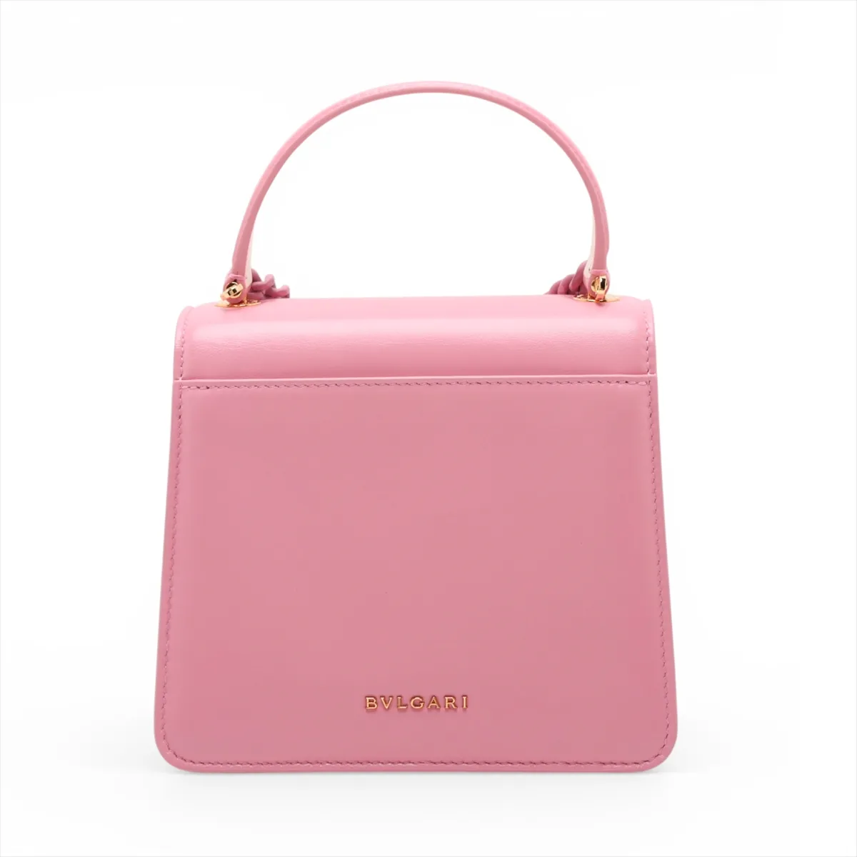 Serpenti Leather 2-Way Handbag, Pink x Beige, with Mirror — view 2