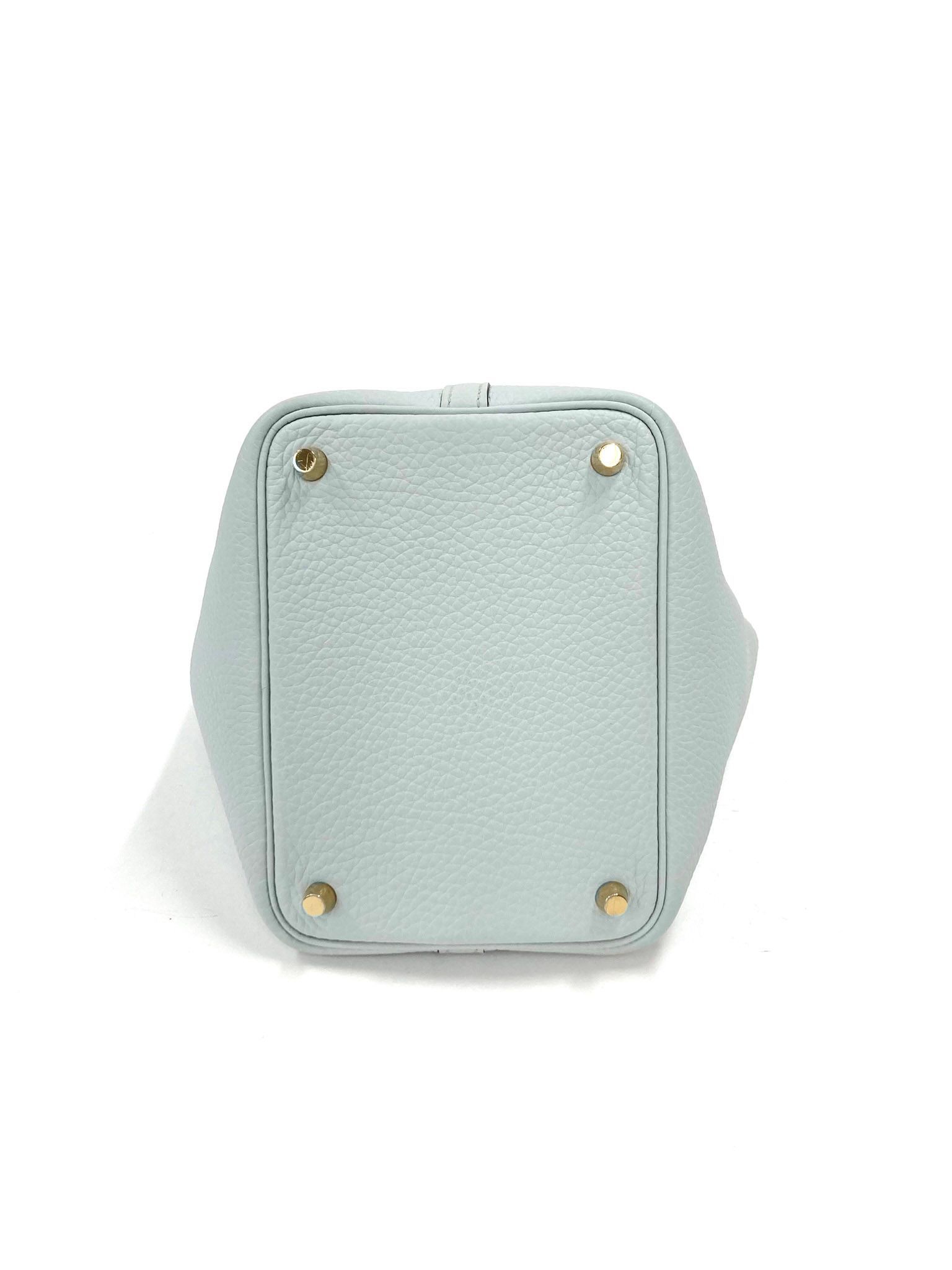 Lightblue Picotin PM,Taurillon Clemence GHW  B Stamp — view 5