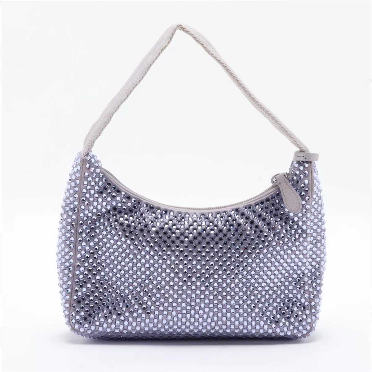 satin and rhinestone handbag, purple — view 2