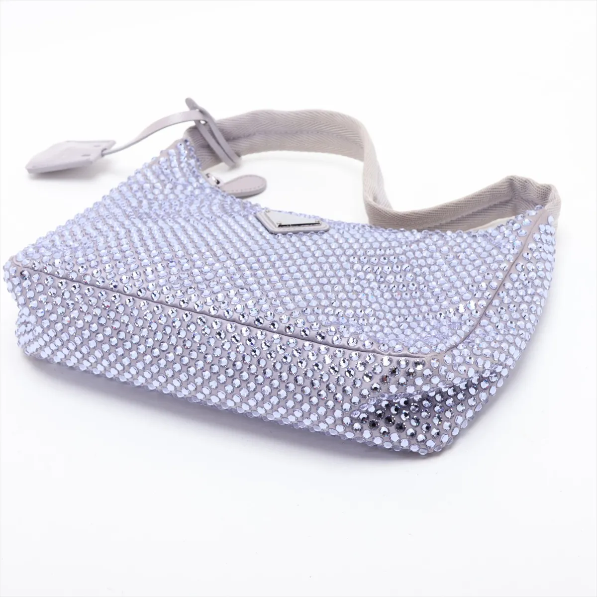 satin and rhinestone handbag, purple — view 3