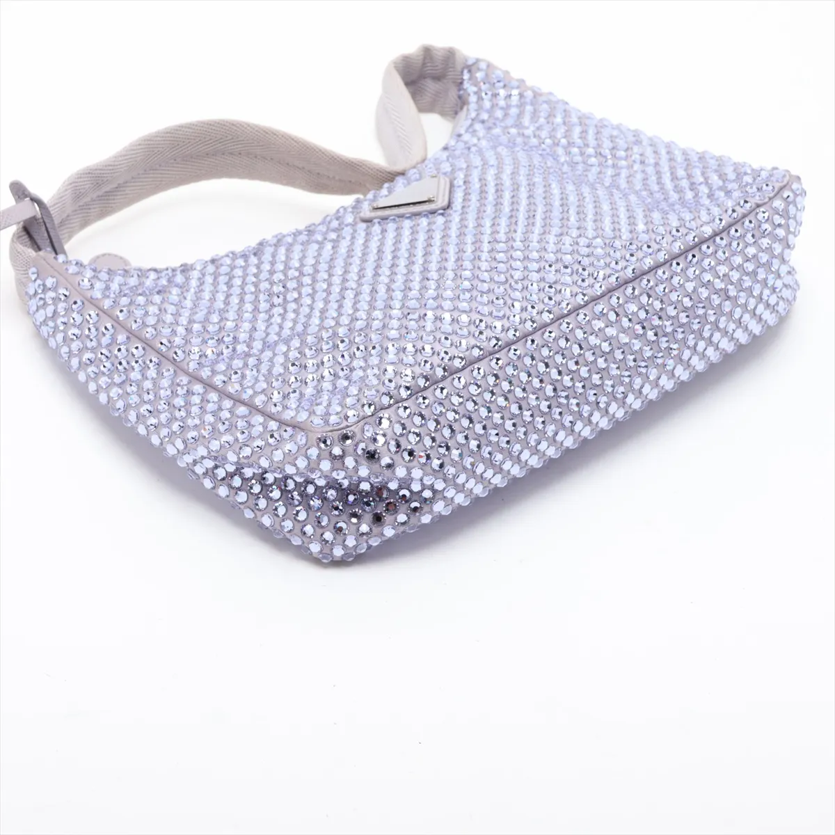 satin and rhinestone handbag, purple — view 4