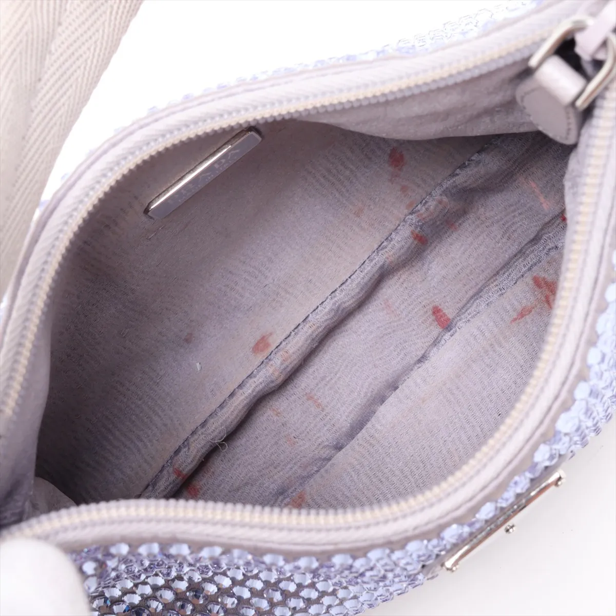 satin and rhinestone handbag, purple — view 7