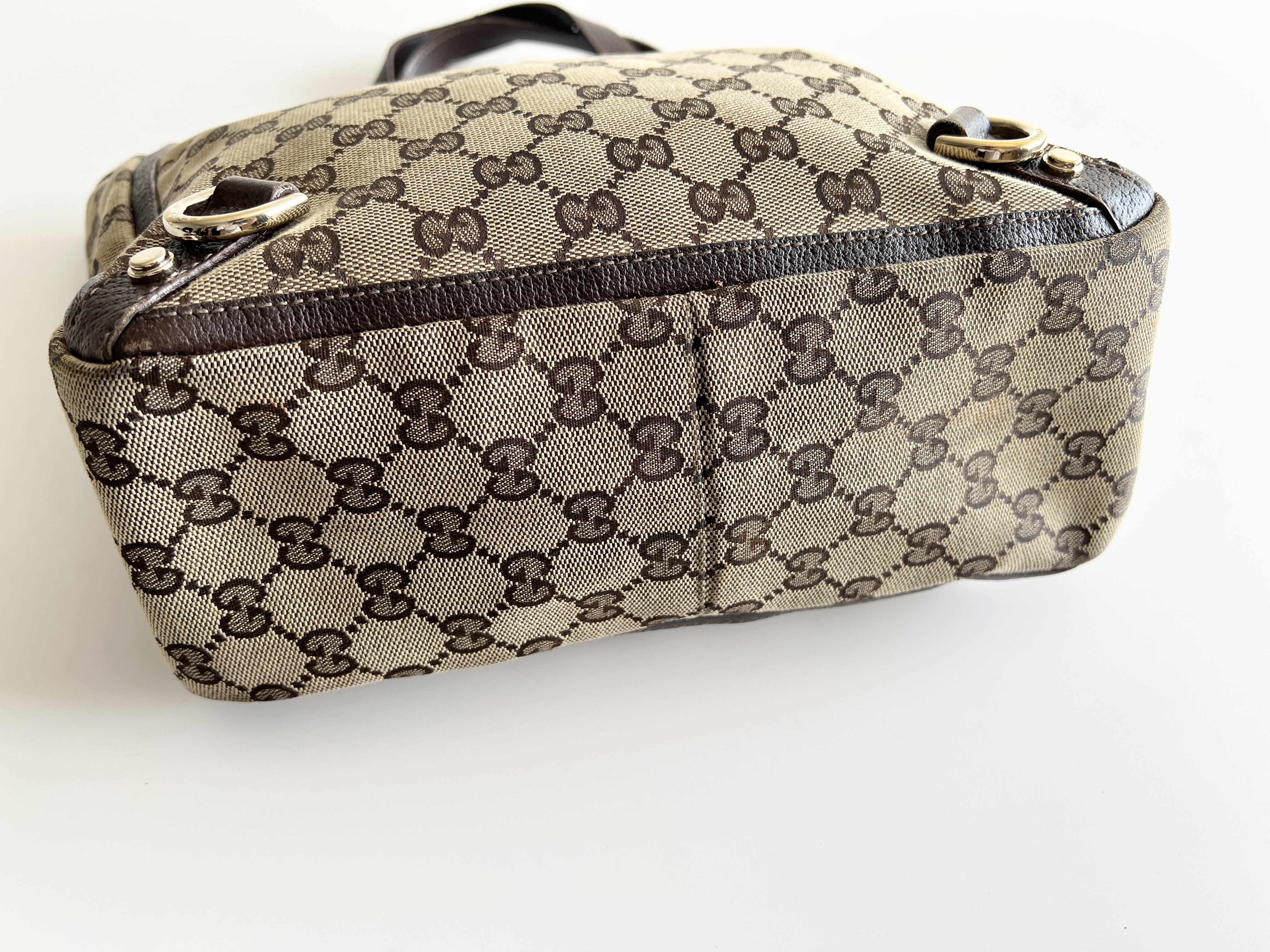 Abbey GG Logo Canvas Leather Handbag Tote Bag — view 13