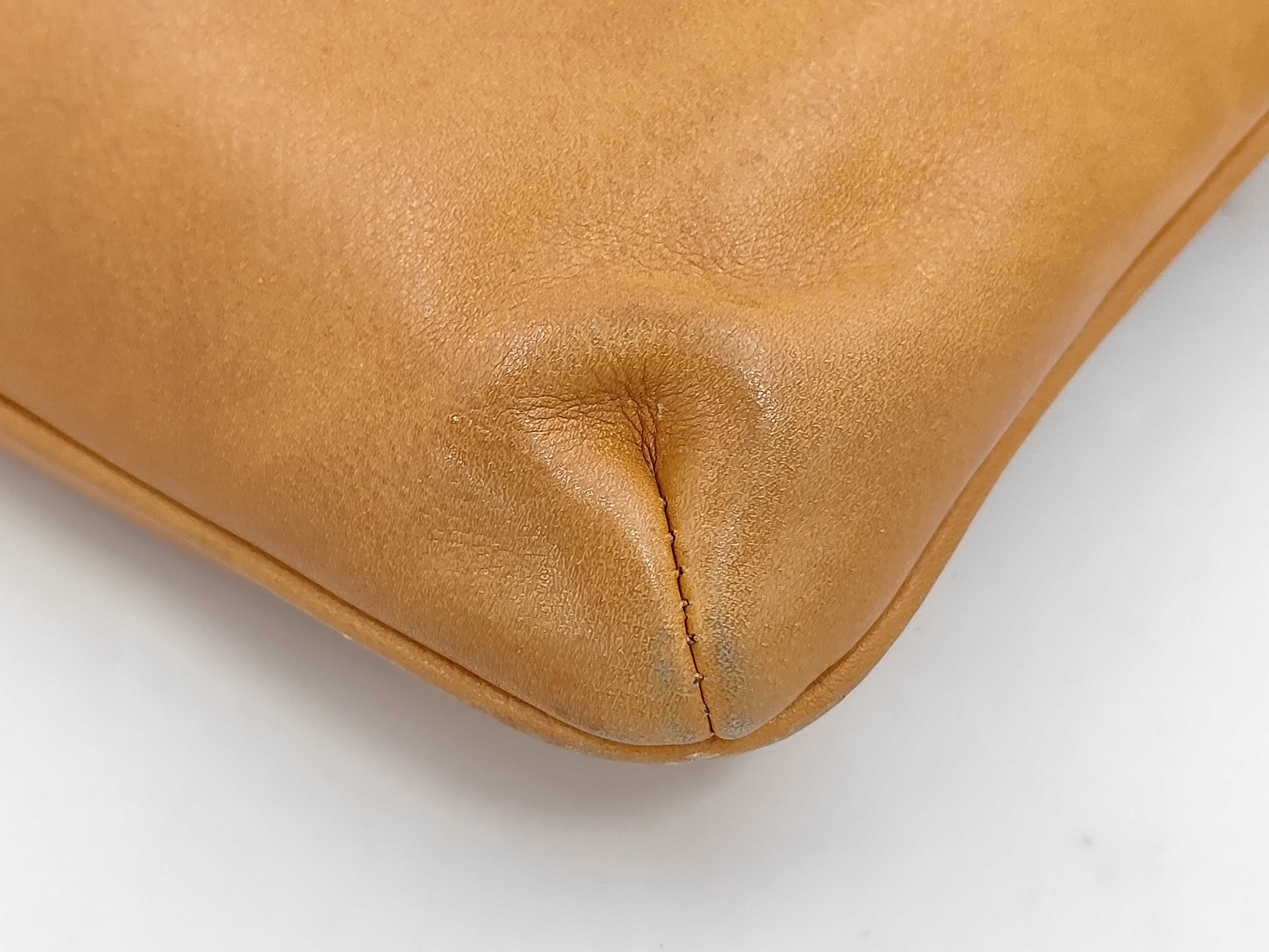 Triomphe Leather Shoulder Bag, Beige — view 3