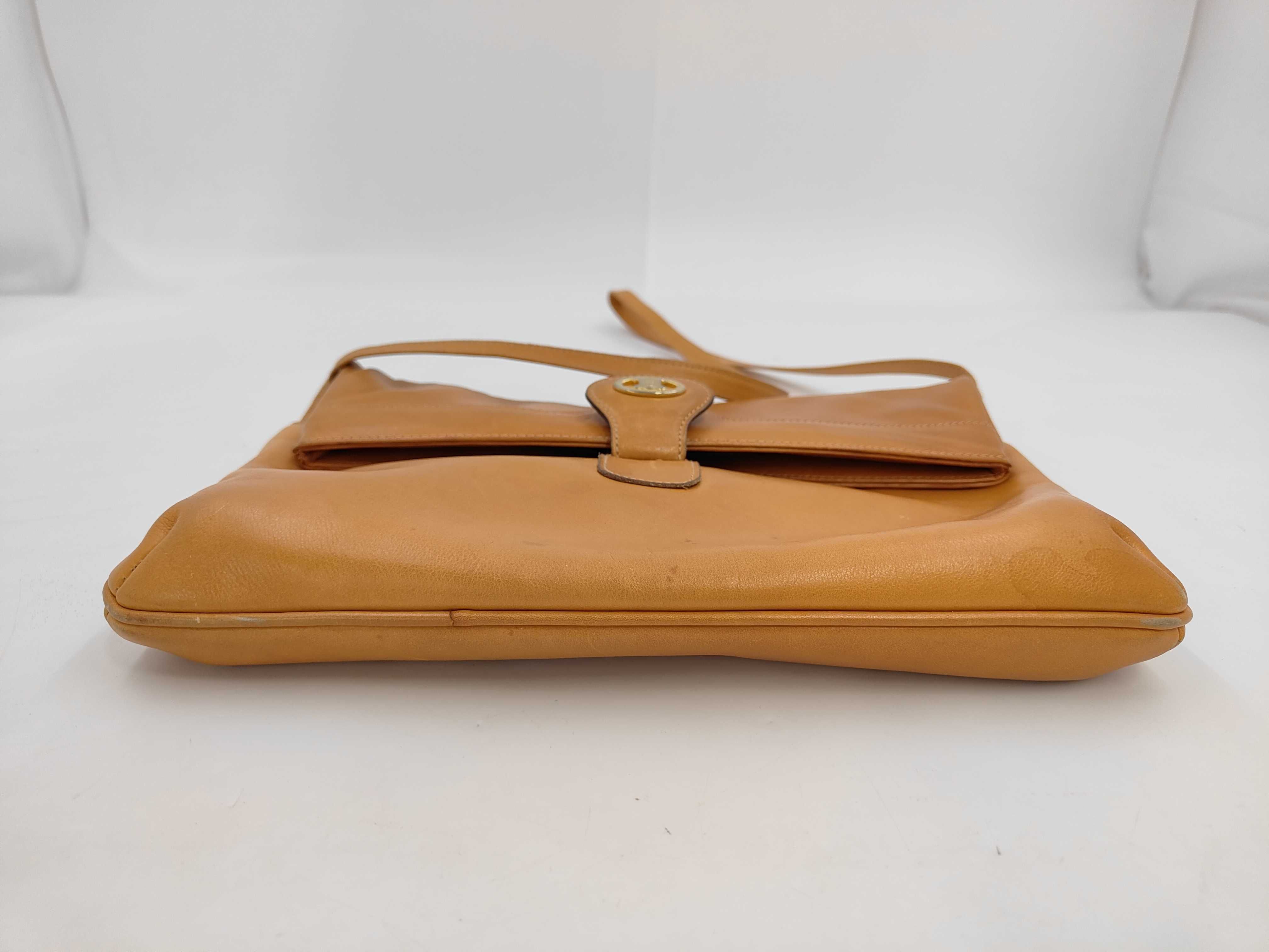 Triomphe Leather Shoulder Bag, Beige — view 4