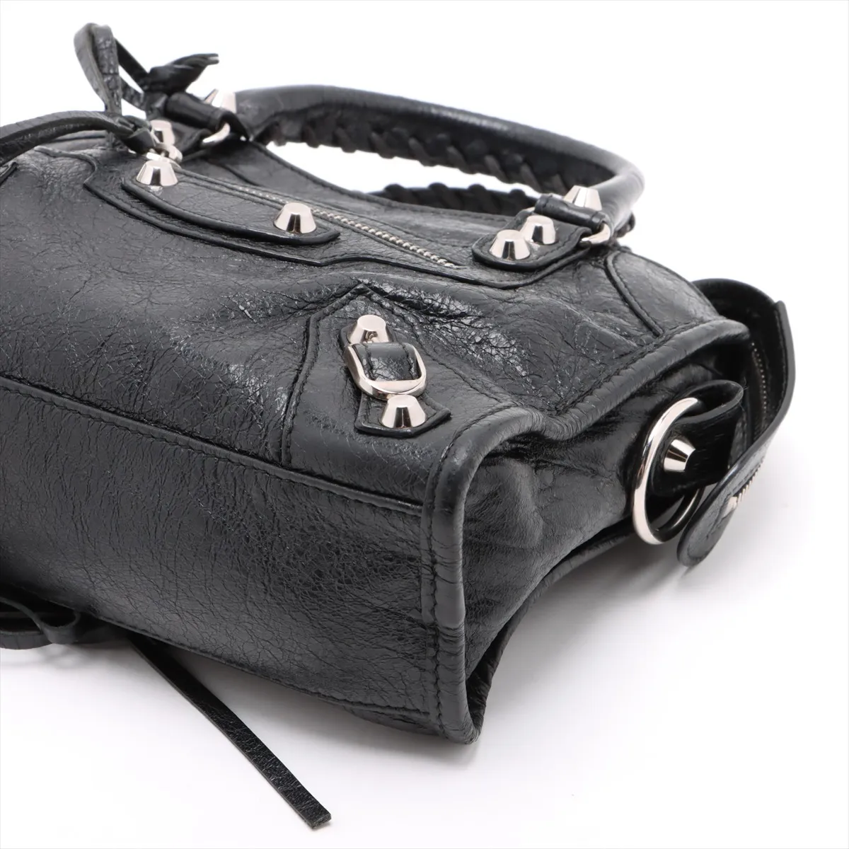Classic Mini City Leather 2WAY Handbag Black 300295 with Mirror — view 3
