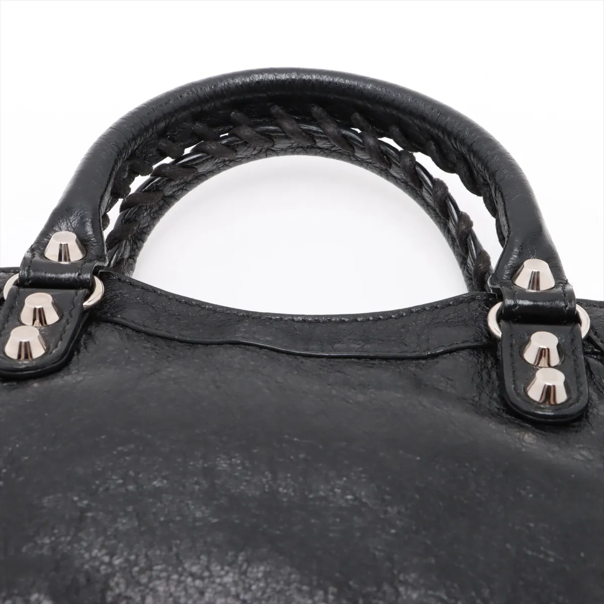 Classic Mini City Leather 2WAY Handbag Black 300295 with Mirror — view 6