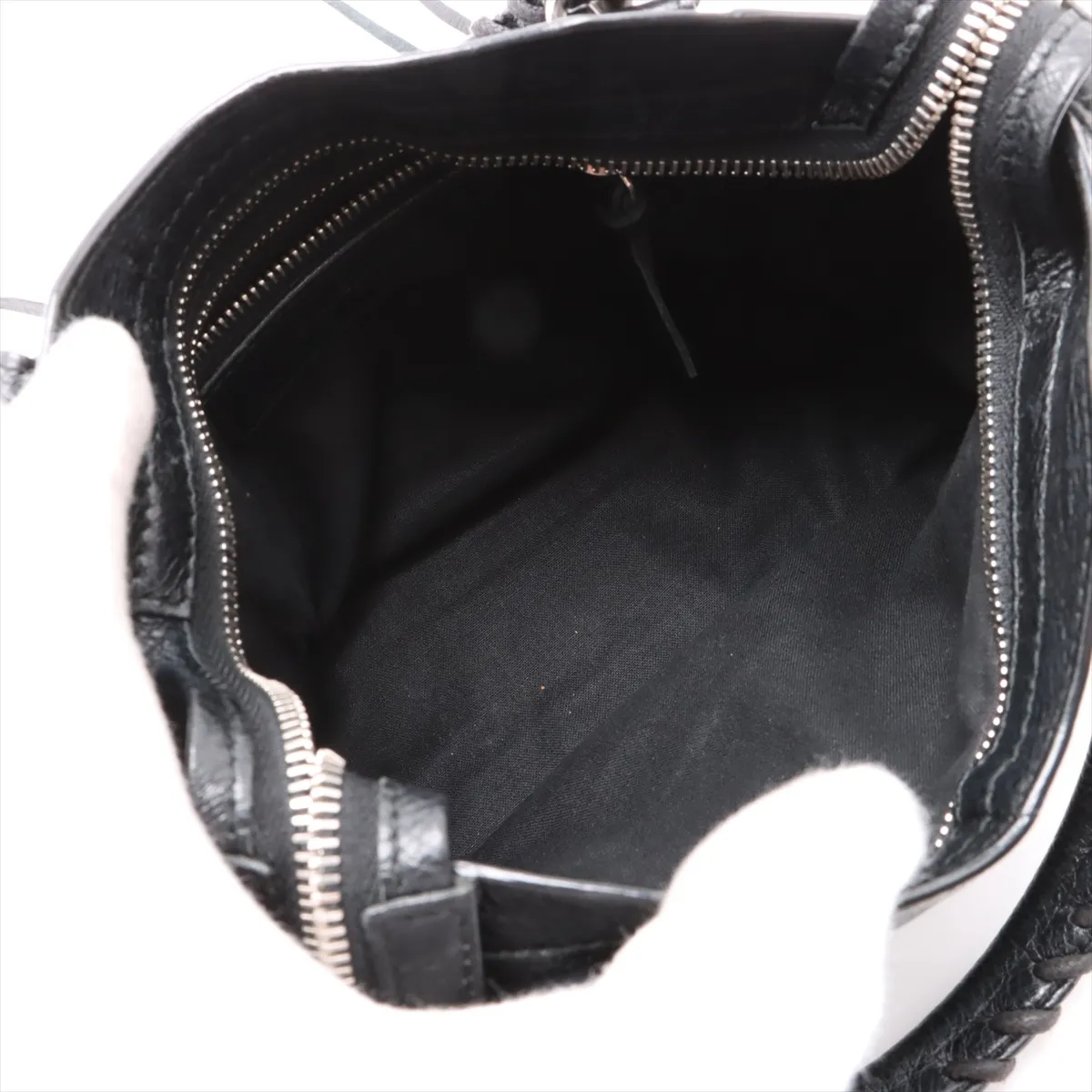 Classic Mini City Leather 2WAY Handbag Black 300295 with Mirror — view 8