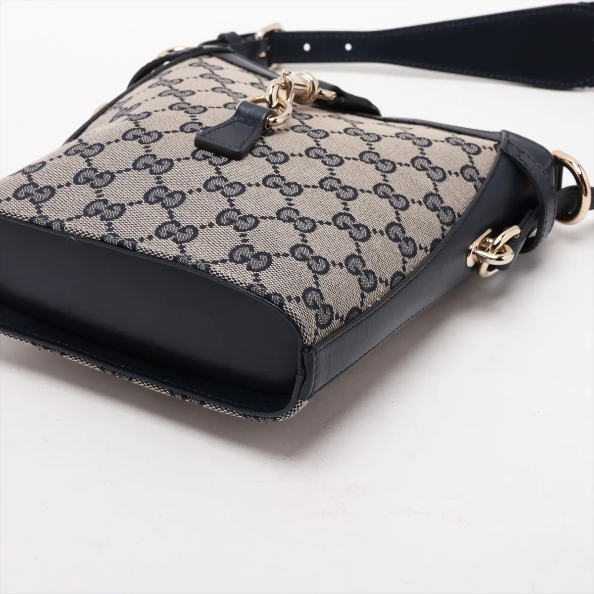 GG Canvas Mini Bucket Bag, Canvas x Leather Shoulder Bag, Navy, 782919 — view 3