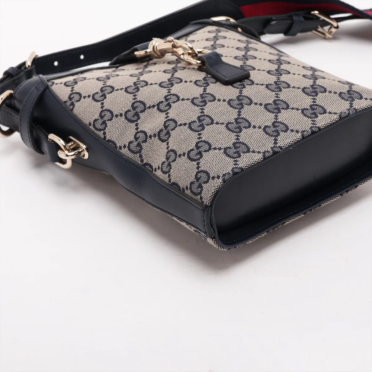 GG Canvas Mini Bucket Bag, Canvas x Leather Shoulder Bag, Navy, 782919 — view 4