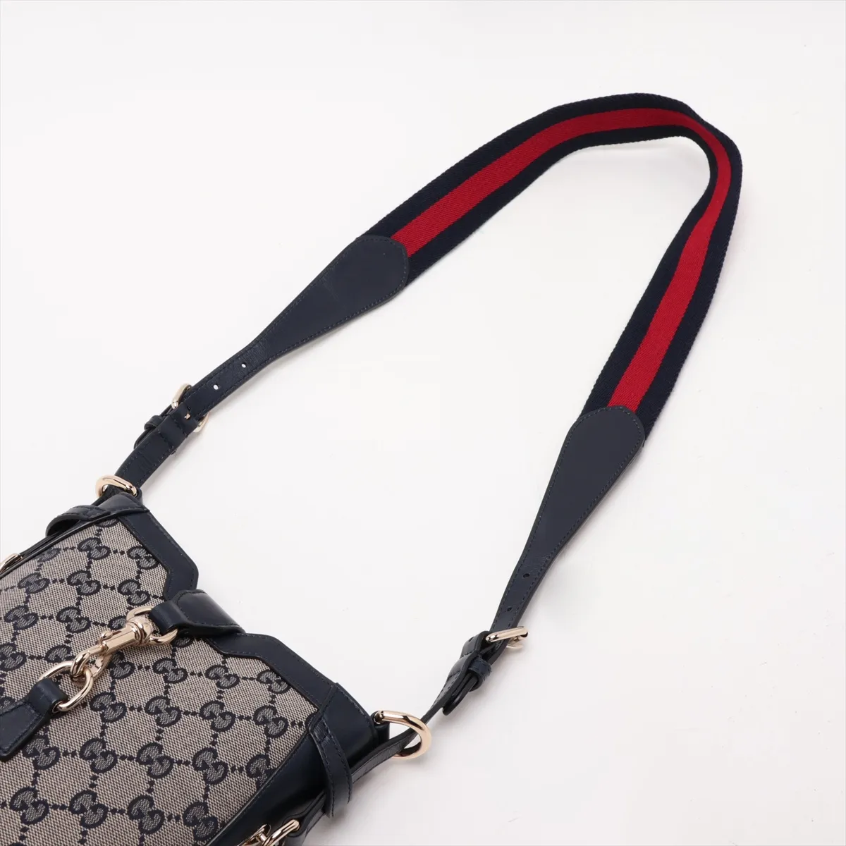 GG Canvas Mini Bucket Bag, Canvas x Leather Shoulder Bag, Navy, 782919 — view 5