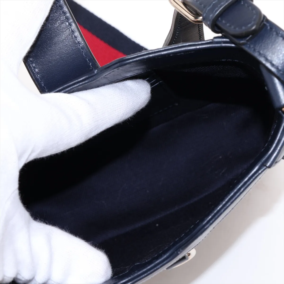 GG Canvas Mini Bucket Bag, Canvas x Leather Shoulder Bag, Navy, 782919 — view 6