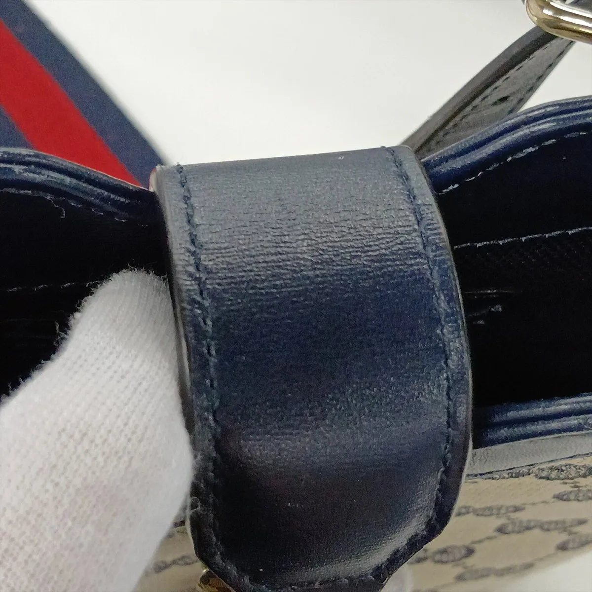 GG Canvas Mini Bucket Bag, Canvas x Leather Shoulder Bag, Navy, 782919 — view 9
