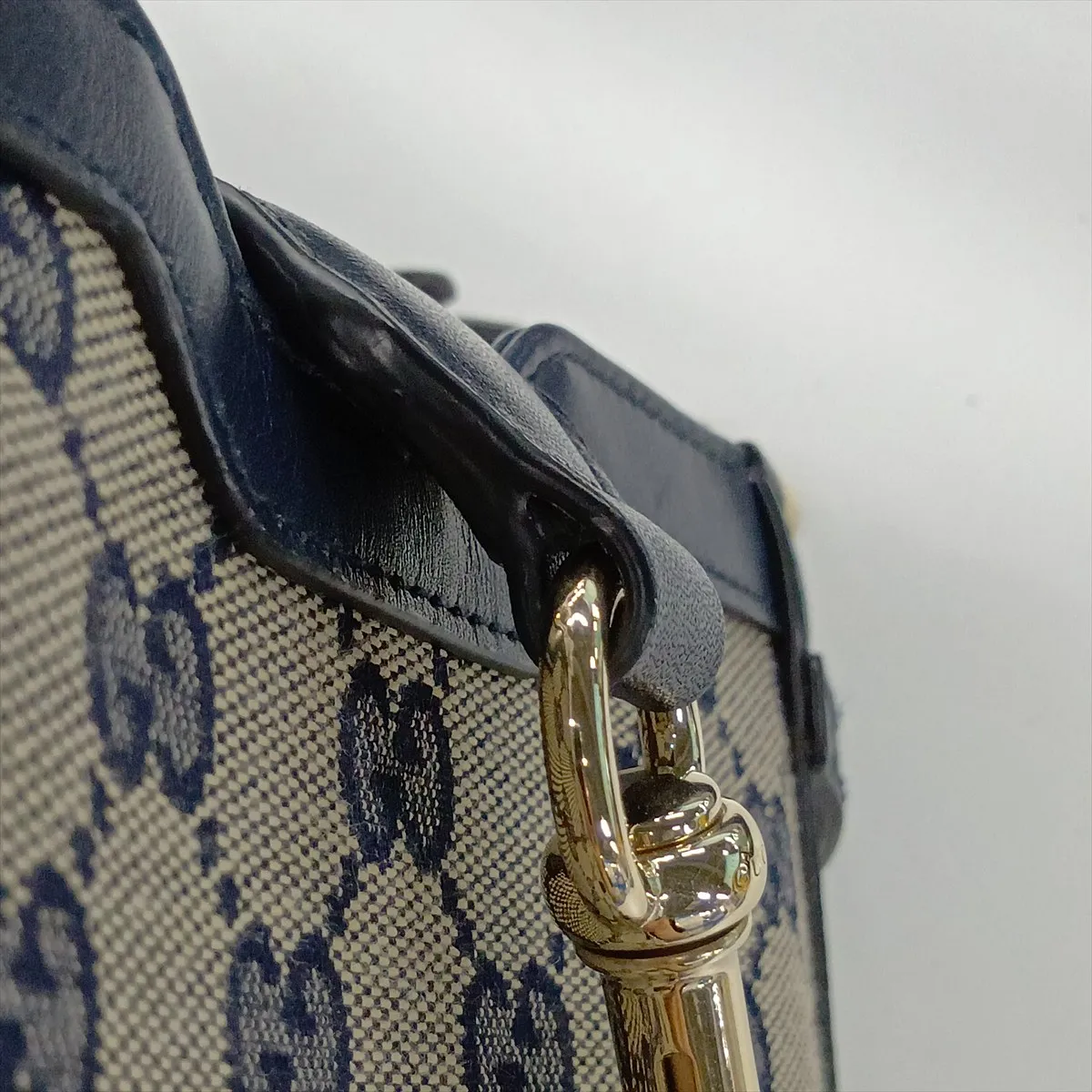 GG Canvas Mini Bucket Bag, Canvas x Leather Shoulder Bag, Navy, 782919 — view 10