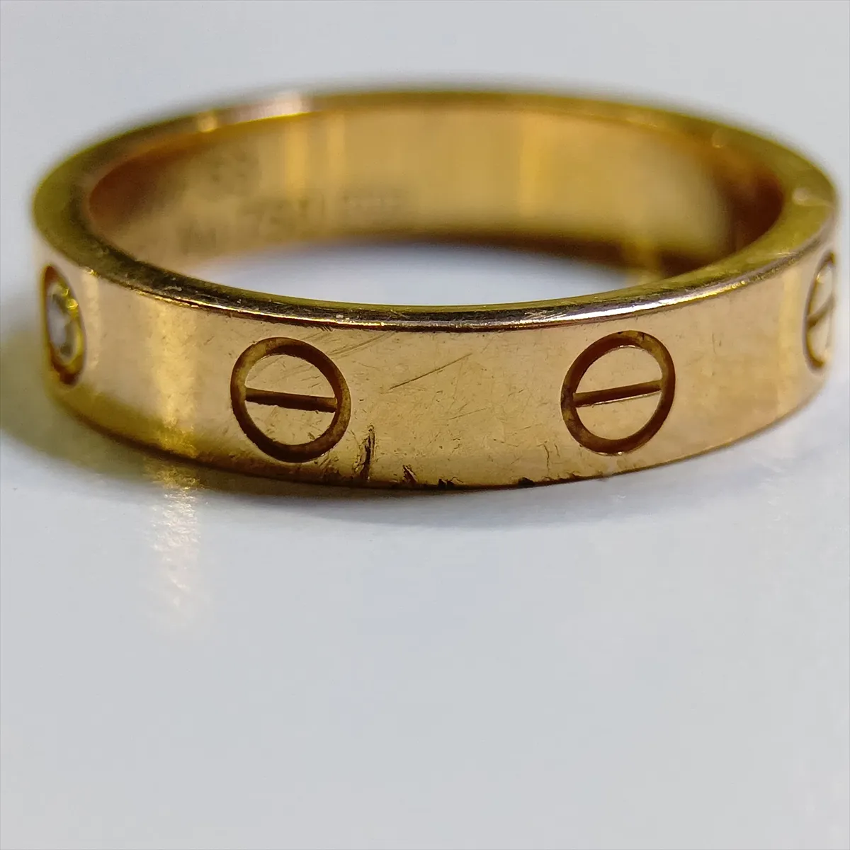 Mini Love 1P Ring, 750 (PG), 4.7g, Size 53, YMY252, dents. — view 6
