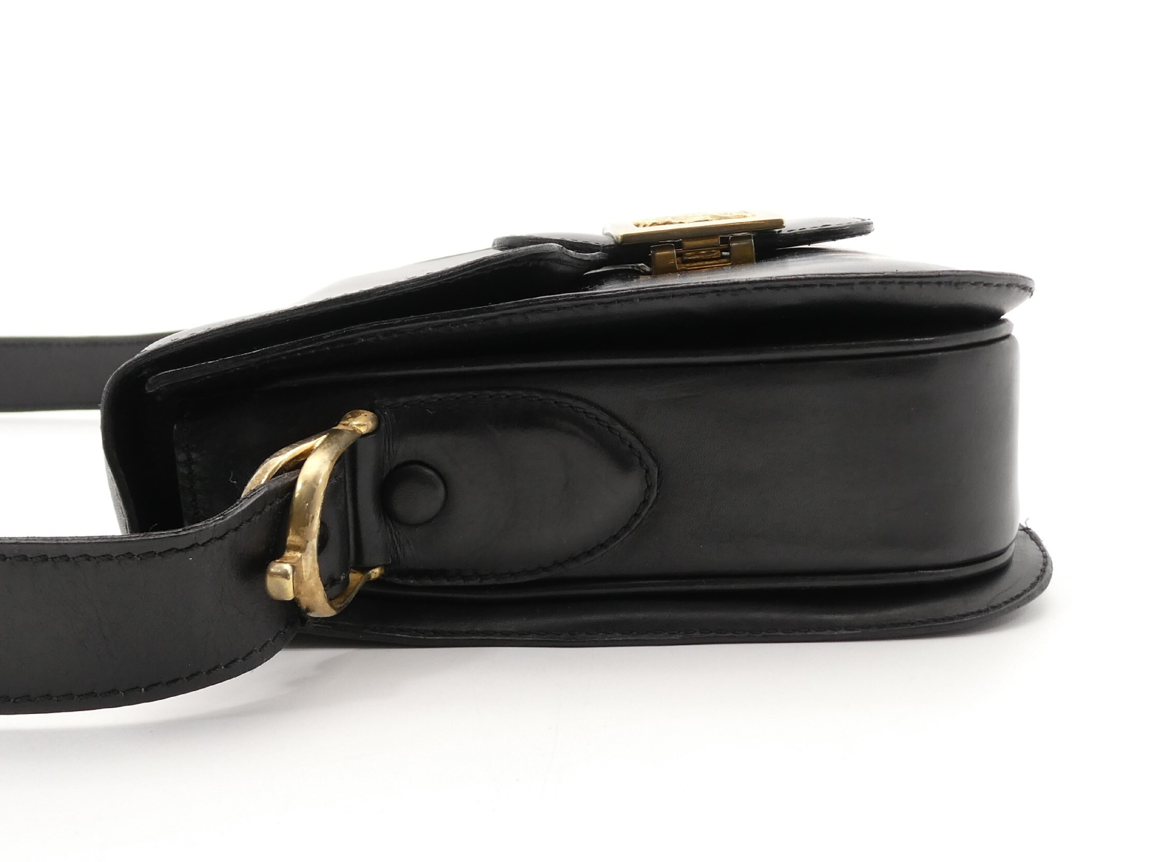 leather shoulder bag with carriage hardware — view 3