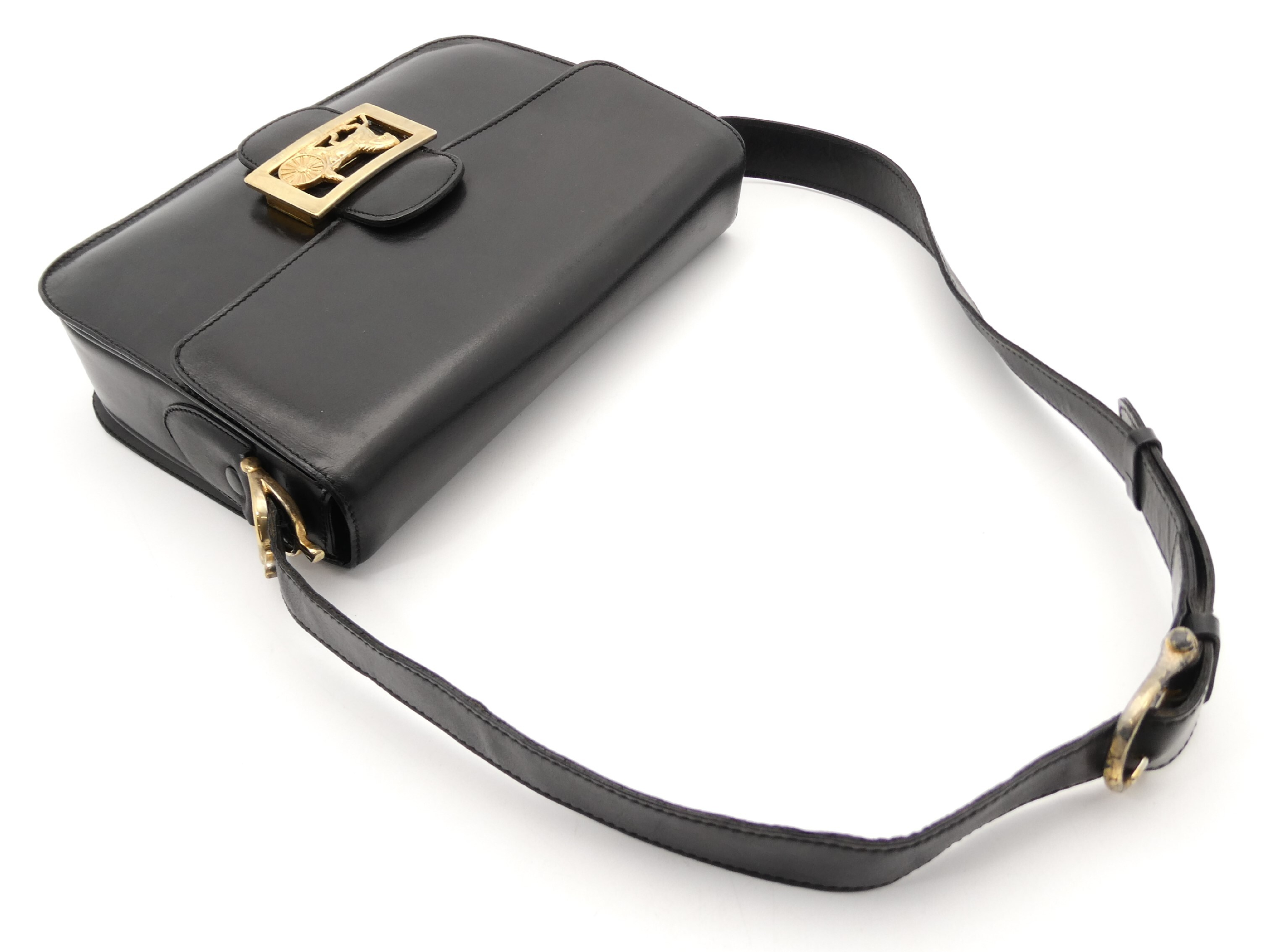 leather shoulder bag with carriage hardware — view 6
