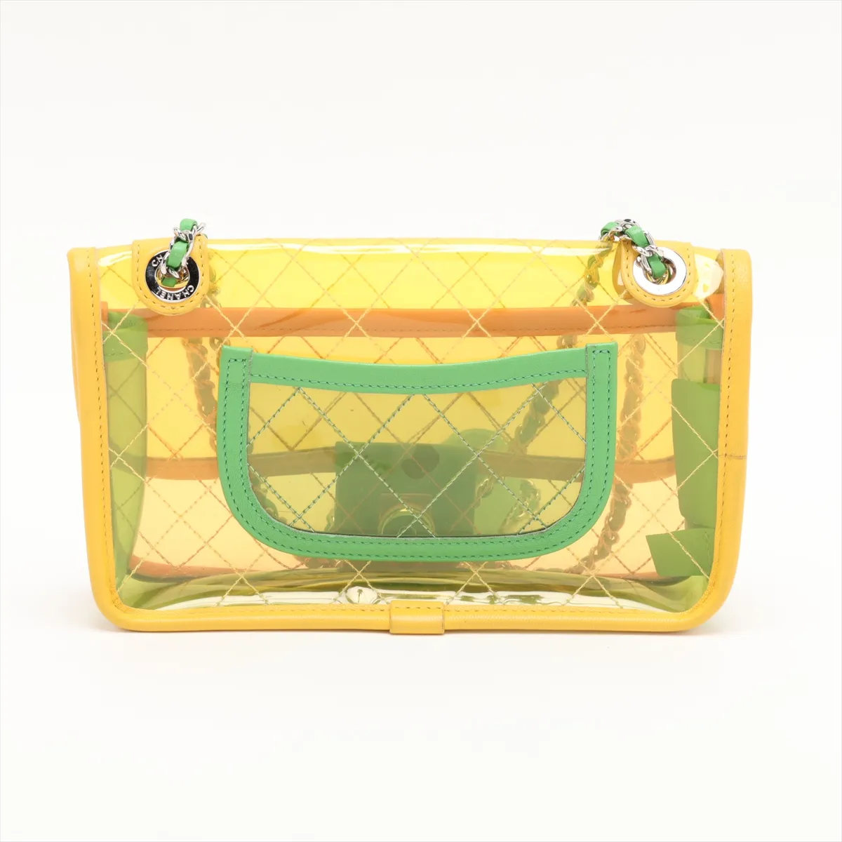 Matelassé Vinyl Single Flap Double Chain Bag, Multicolor, Silver Hardware, 25897435 (Serial Number 25) — view 2