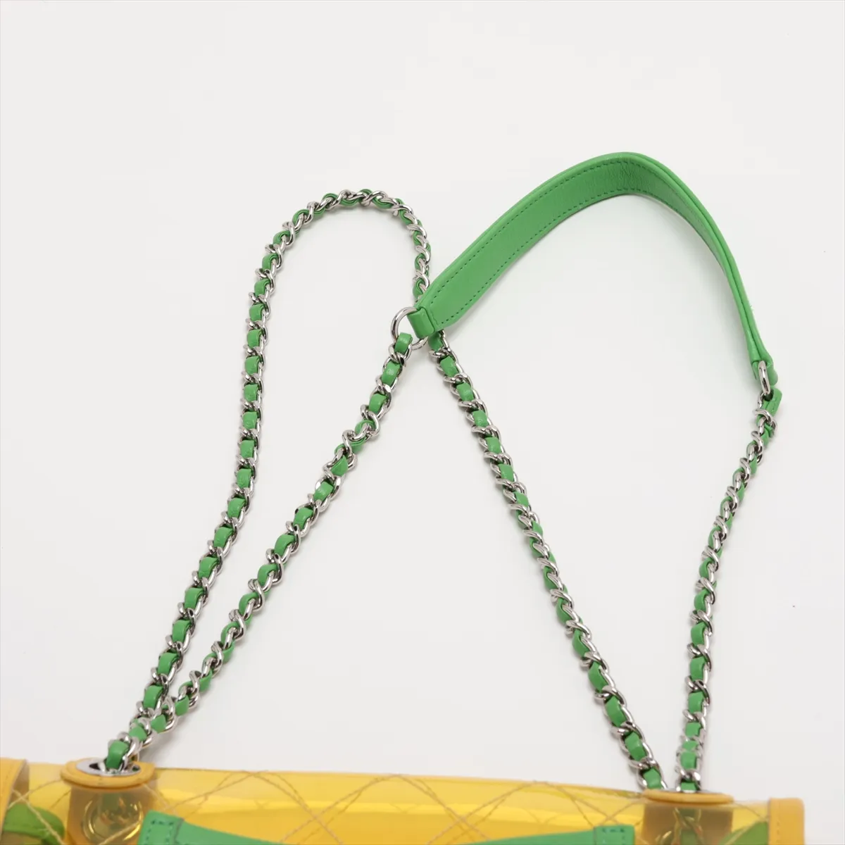 Matelassé Vinyl Single Flap Double Chain Bag, Multicolor, Silver Hardware, 25897435 (Serial Number 25) — view 6