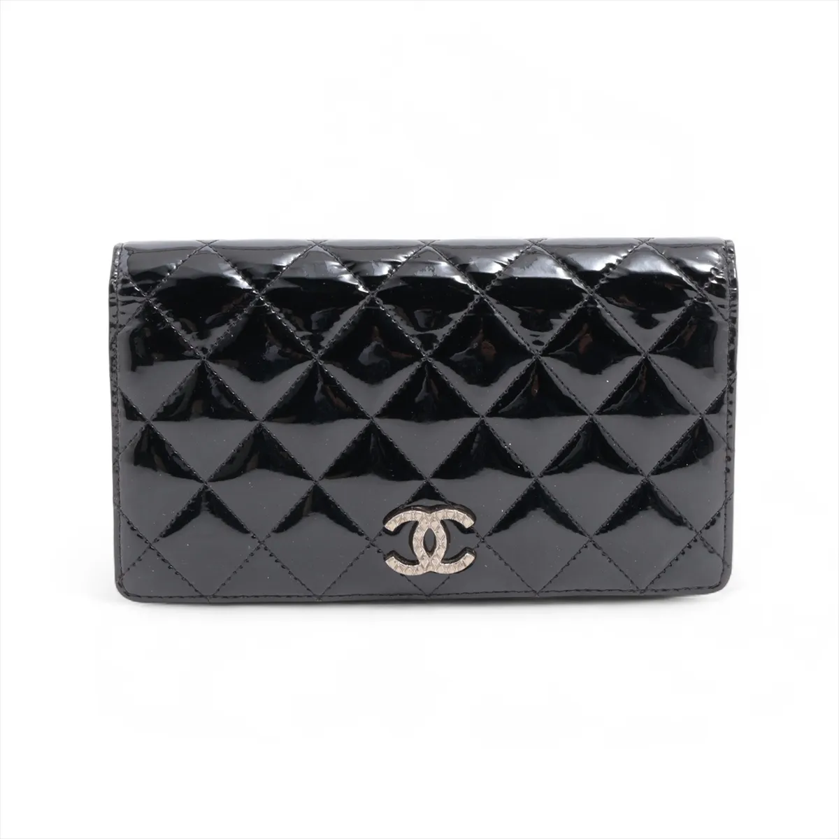 Matelasse patent leather long wallet black silver hardware 15294570