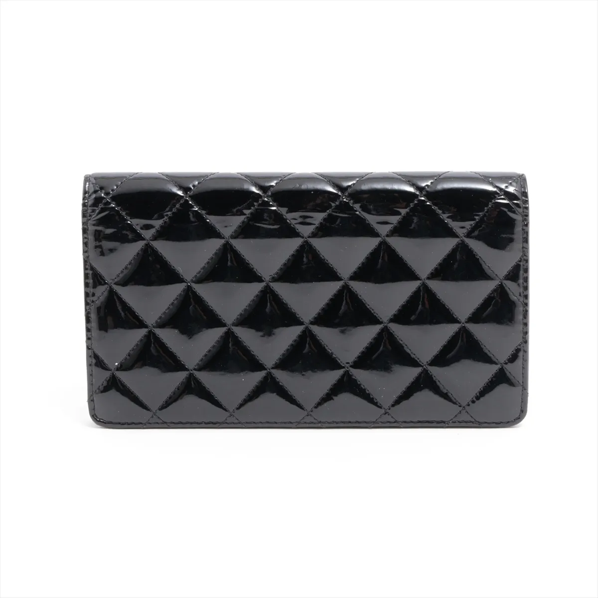 Matelasse patent leather long wallet black silver hardware 15294570 — view 2