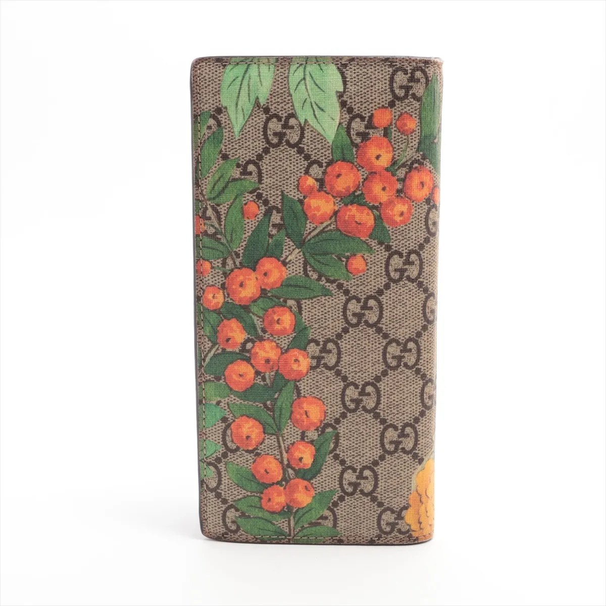 Tian GG Supreme PVC x Leather Long Wallet, Beige x Brown, 427011 — view 2