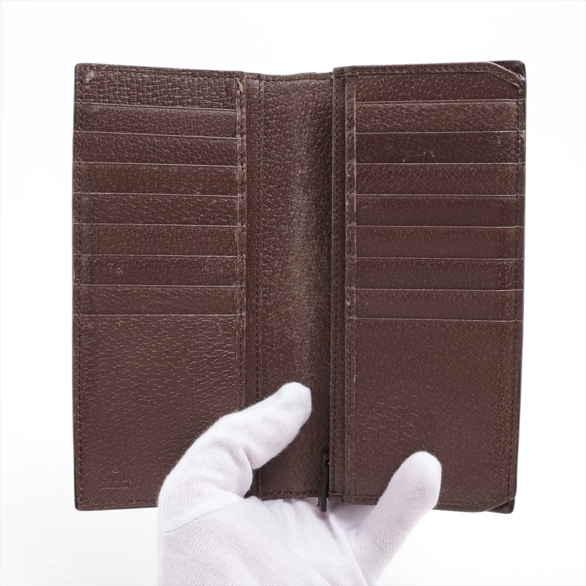 Tian GG Supreme PVC x Leather Long Wallet, Beige x Brown, 427011 — view 3