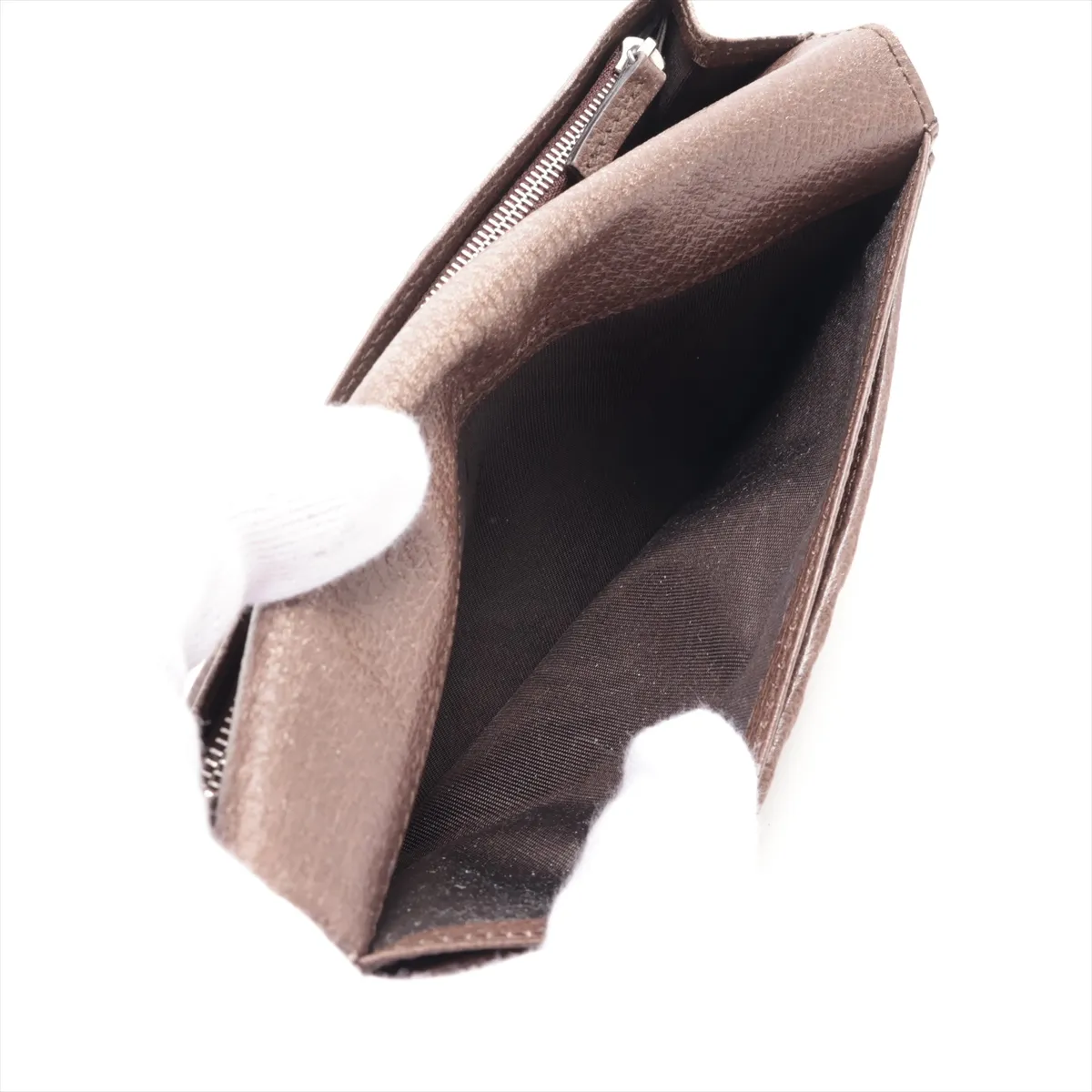 Tian GG Supreme PVC x Leather Long Wallet, Beige x Brown, 427011 — view 5